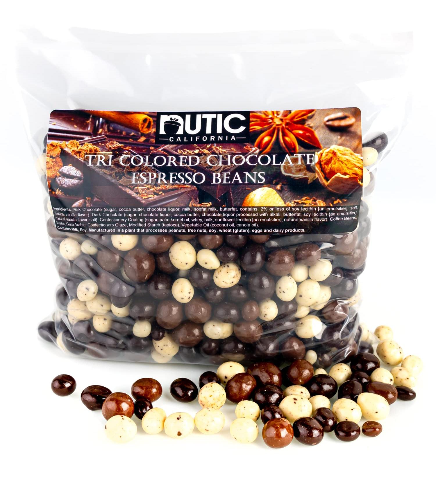 Chocolate Covered Espresso Beans Assortment - White, Milk, Dark | 1lb Bulk Candy - Buy Online on SooperMarket.com