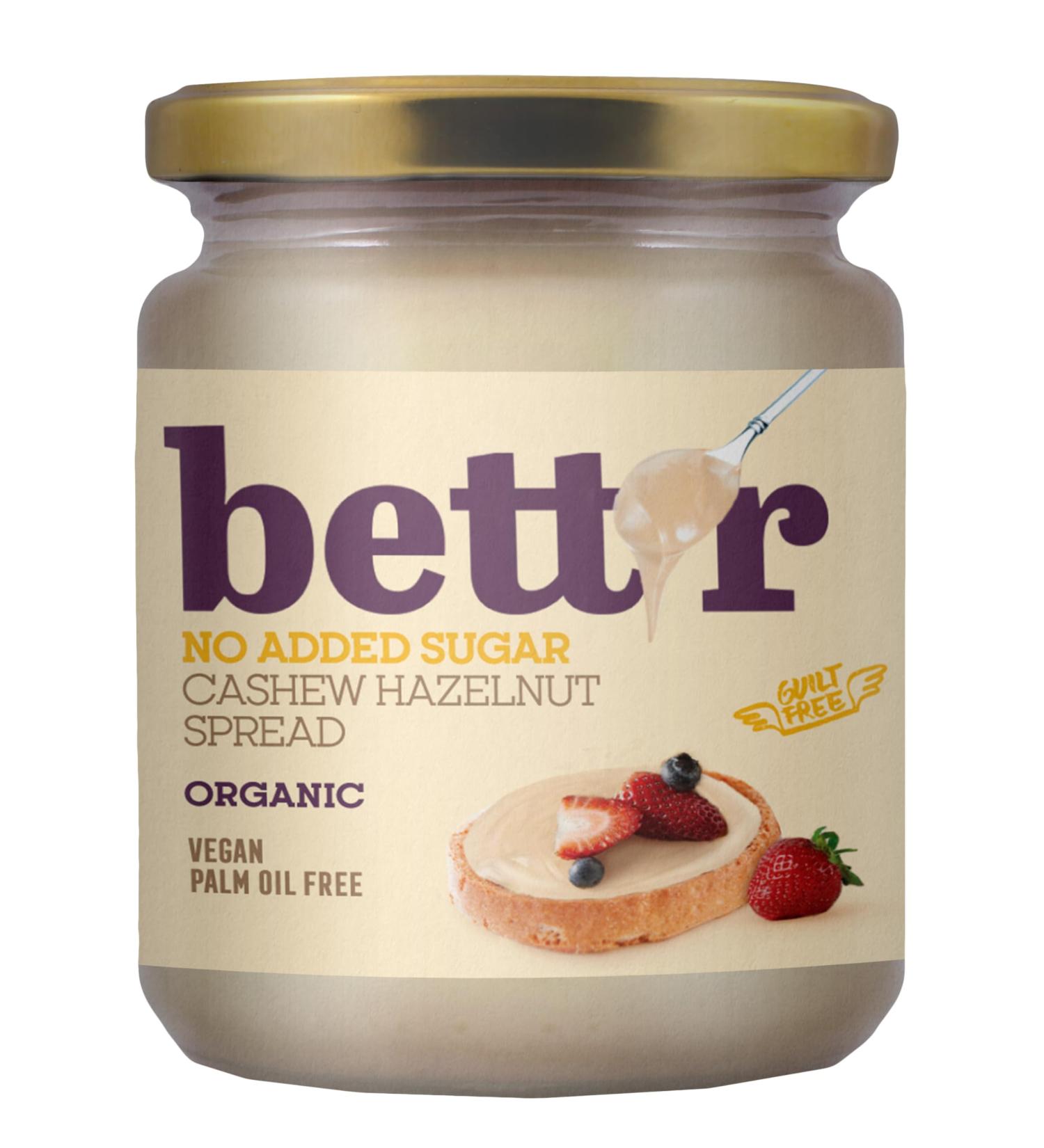 Bett r Cashew Hazelnut Cream Without Added Sugar - 100% Organic Vegan and Palm Oil Free - 250 g - Buy Online on SooperMarket.com