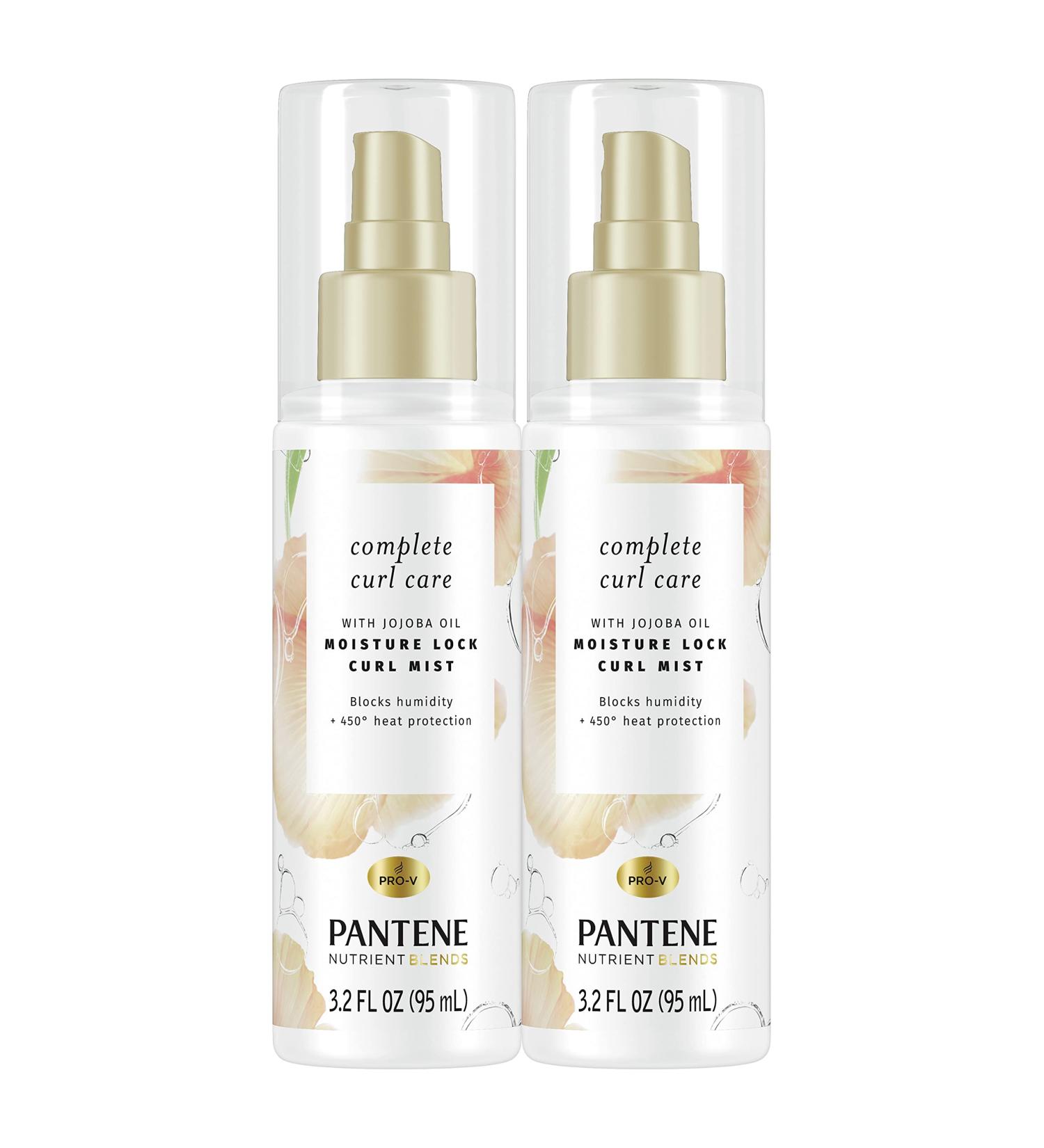 Pantene Heat Protectant Spray with Jojoba Oil for Curly Hair Twin Pack - 3.2 fl oz | Sulfate Free Curl Lock Mist - Buy Online on SooperMarket.com