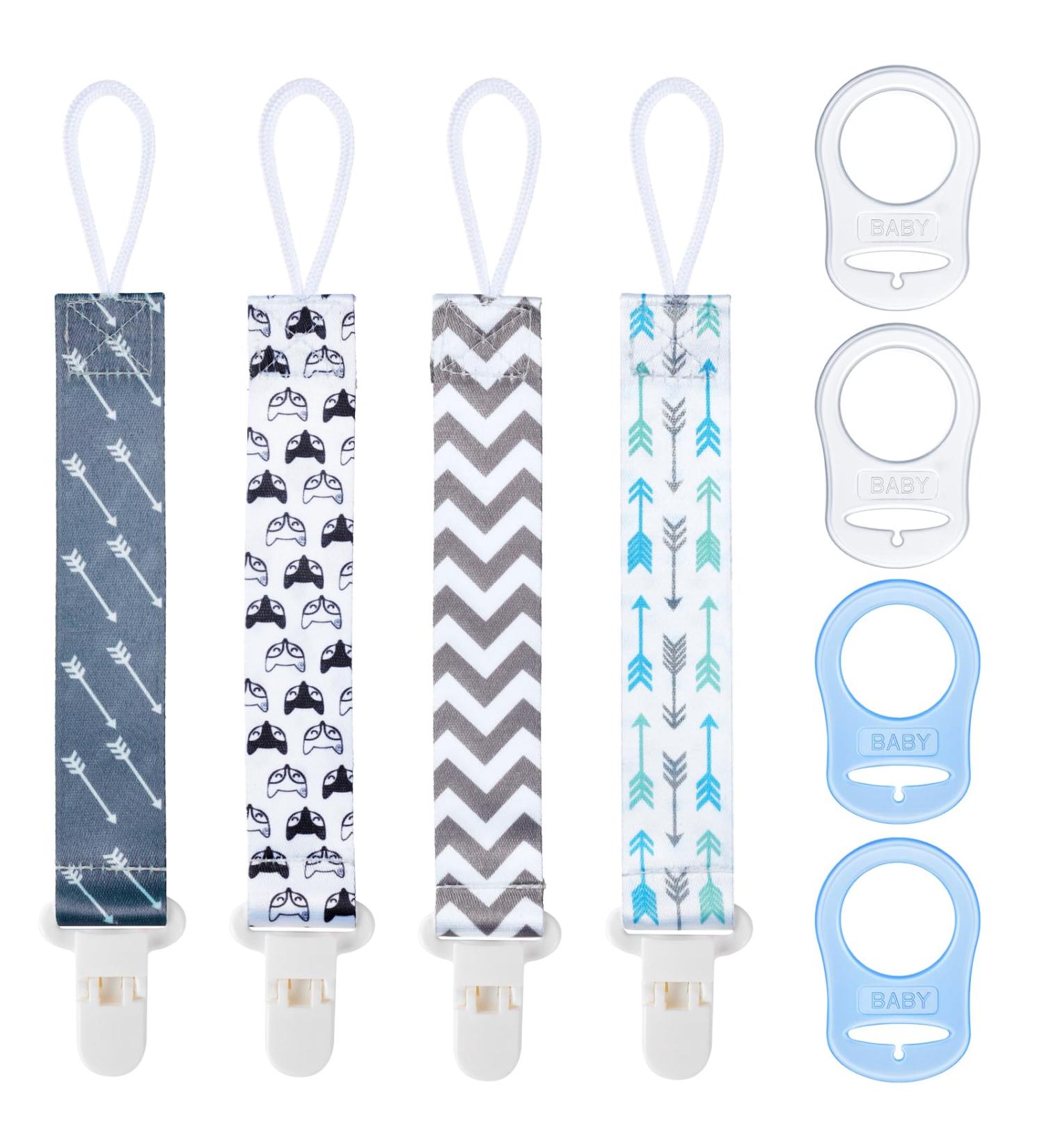 Aolso Silicone Dummy Clips Adapter 4pcs - Baby Pacifier Holder & Teething Toy Straps - Buy Online on SooperMarket.com