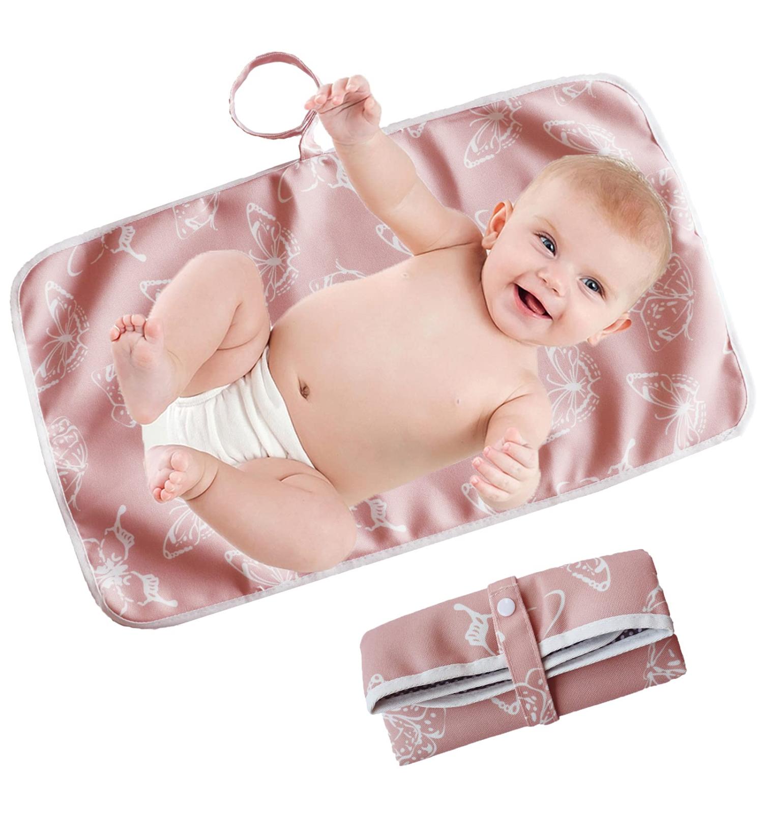 Portable Changing Mat | Foldable Travel Urinal Pad | Waterproof Nappy Change Mat - 60cm x 35cm - Pink - Buy Online on SooperMarket.com