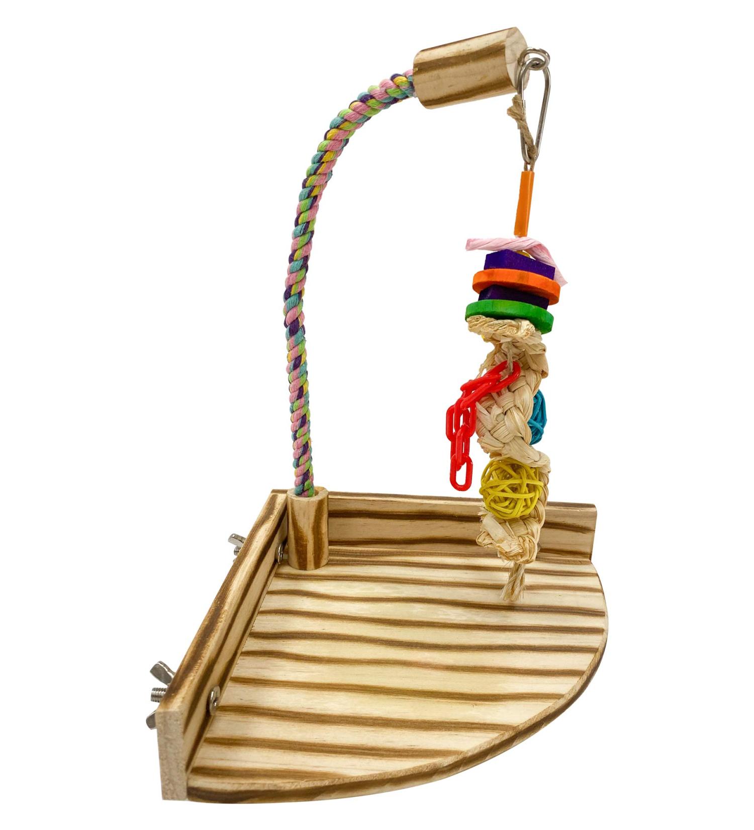 Birds LOVE TigerTail Tabletop Play Gym for Small Corner Cage - Free Parrot Toy Included! - Buy Online on SooperMarket.com