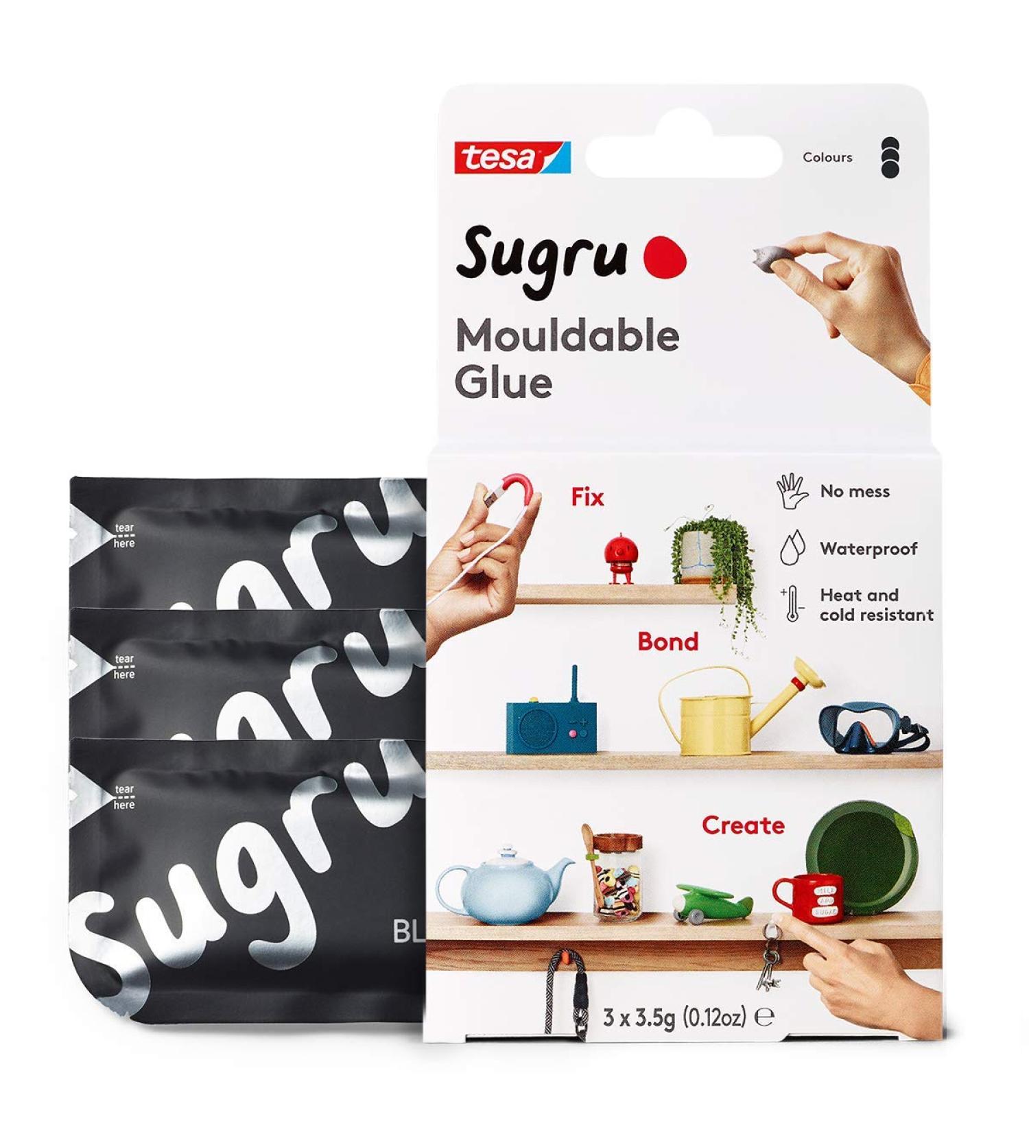 Sugru by Tesa - Moldable Silicone Repair Glue 3 Pack - Black - All Purpose Adhesive for Creative Fixing & Bonding - Buy Online on SooperMarket.com