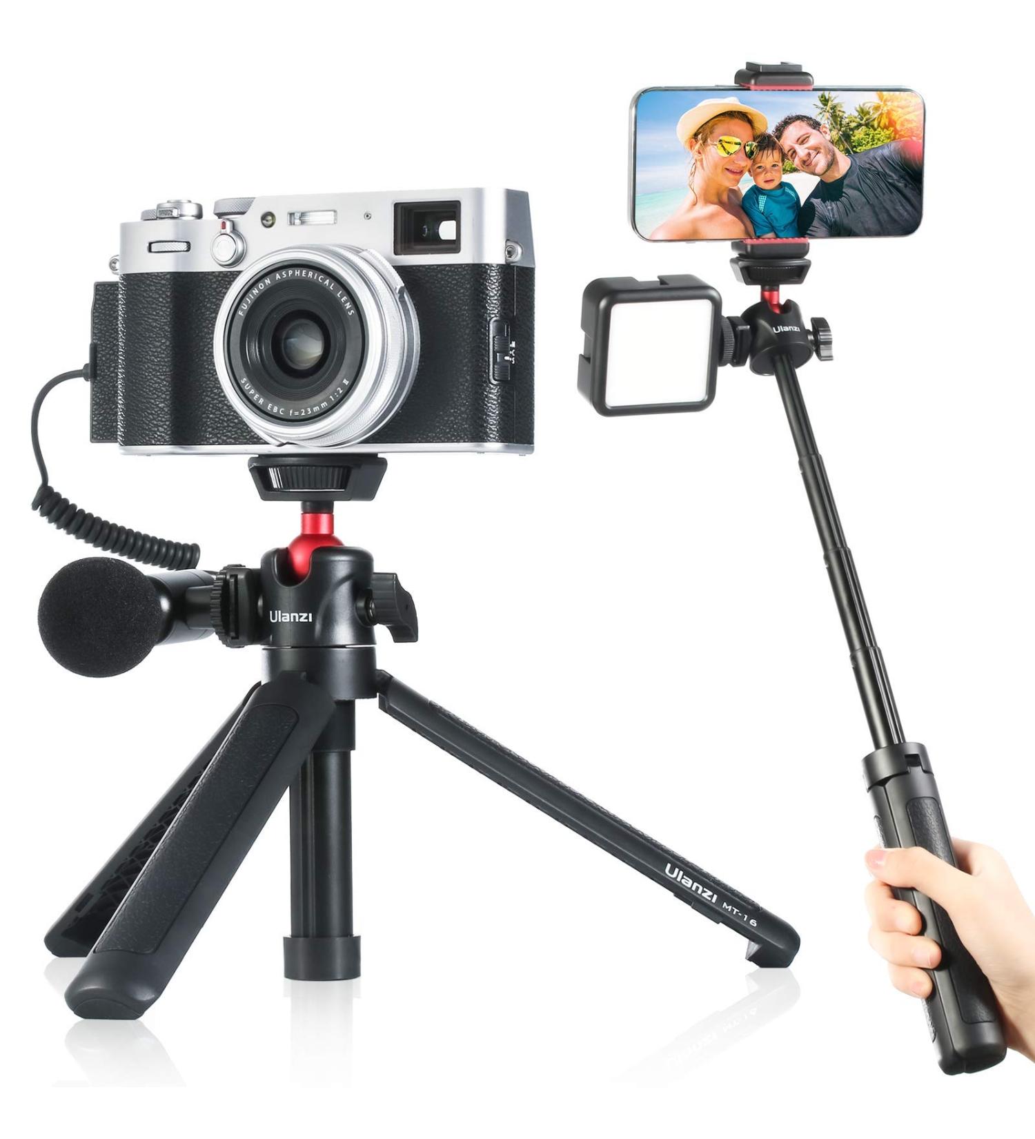Ulanzi MT-16 Mini Tabletop Tripod Stand with Cold Shoe - Perfect for iPhone 12, Canon G7X Mark III, Sony ZV-1 | Ideal for Vlogging, Filmmaking, and Live Streaming - Black - Buy Online on SooperMarket.com