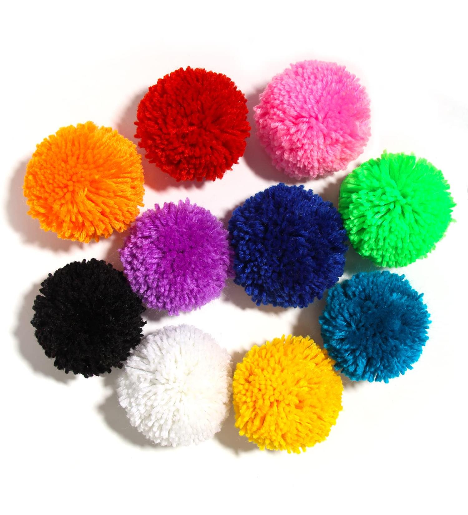 10 Pcs Large Yarn Pom Poms - 3 Inch Acrylic Yarn Balls for Hats & Decorations - DIY Craft Pompoms - Buy Online on SooperMarket.com