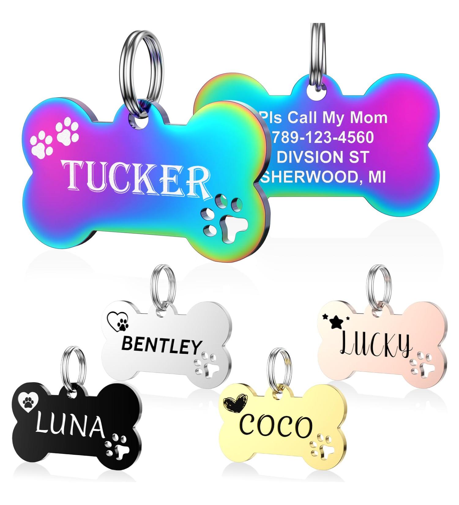 Personalized Yehanti Dog Tag - Stainless Steel Name Engraving for Dogs Cats & Puppies | Custom Collar Tags with Name Phone & Address - Buy Online on SooperMarket.com