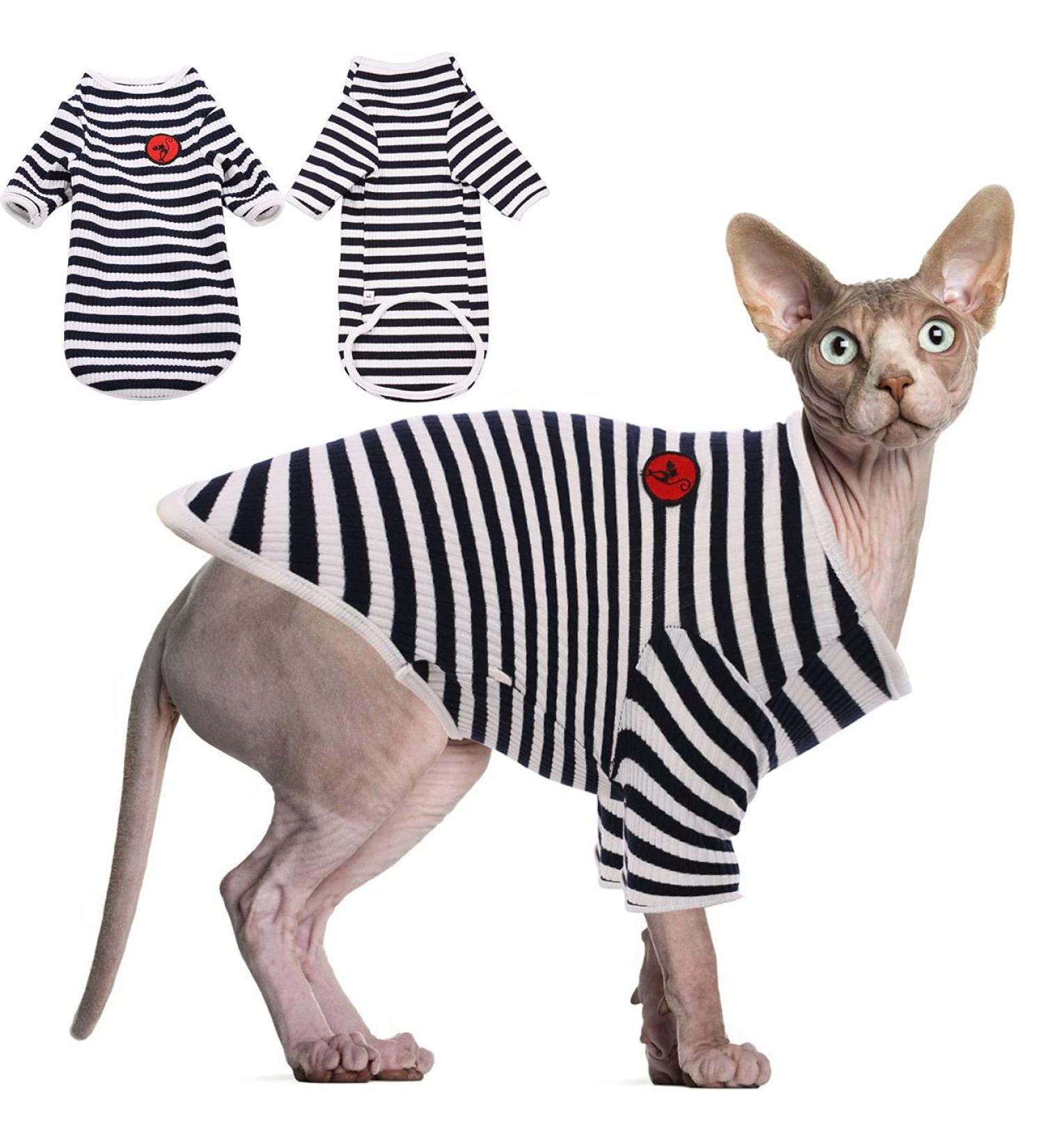 Breathable Summer T-Shirts for Hairless Cats | Soft Cotton Pet Pajamas for Sphynx Cornish Rex Devon Rex - XS Size - Buy Online on SooperMarket.com