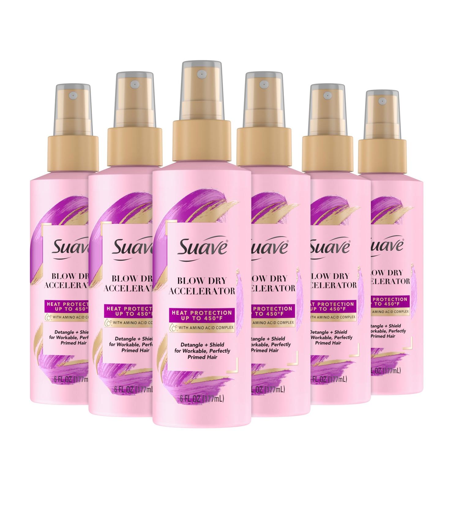 Suave Heat Protection Spray For Hair and Detangler Spray Heat Spray Protection For Hair Up To 450 F 6Oz (Pack of 6) - Buy Online on SooperMarket.com
