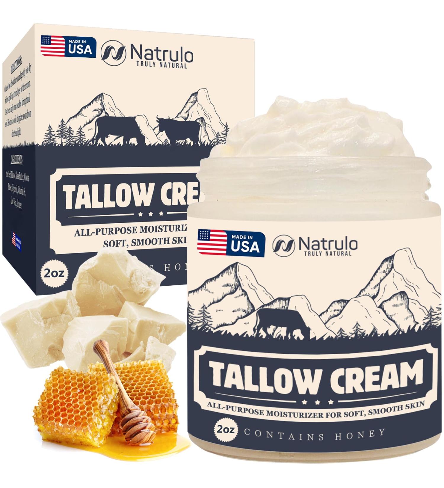 Beef Tallow Cream | All Natural Grass Fed Balm for Eczema & Dry Skin | Moisturizing Face & Body Lotion Made in USA - Buy Online on SooperMarket.com