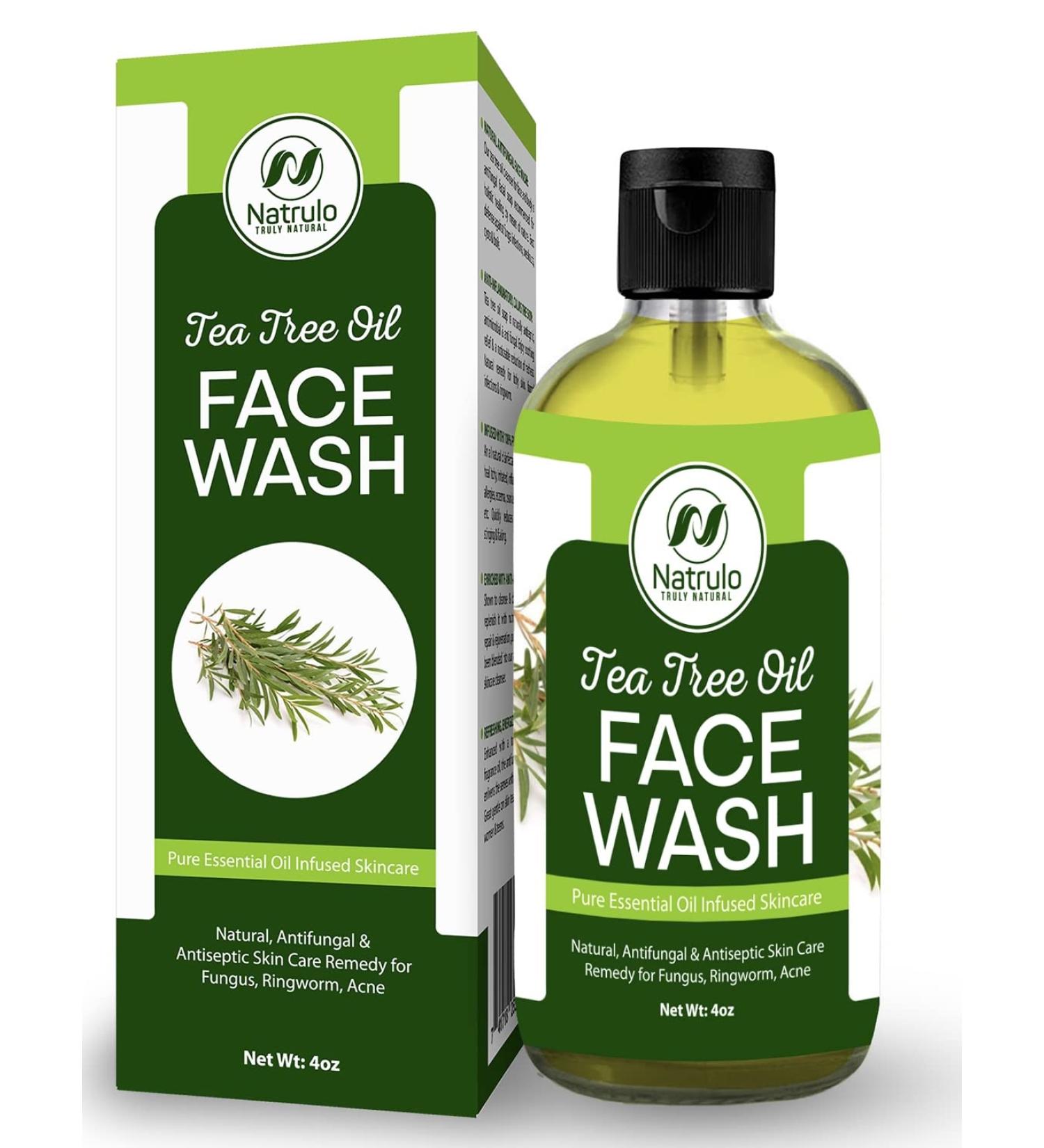 Tea Tree Oil Face Wash 4oz - Natural Skin Cleanser for Acne & Ringworm - Made in USA - Buy Online on SooperMarket.com