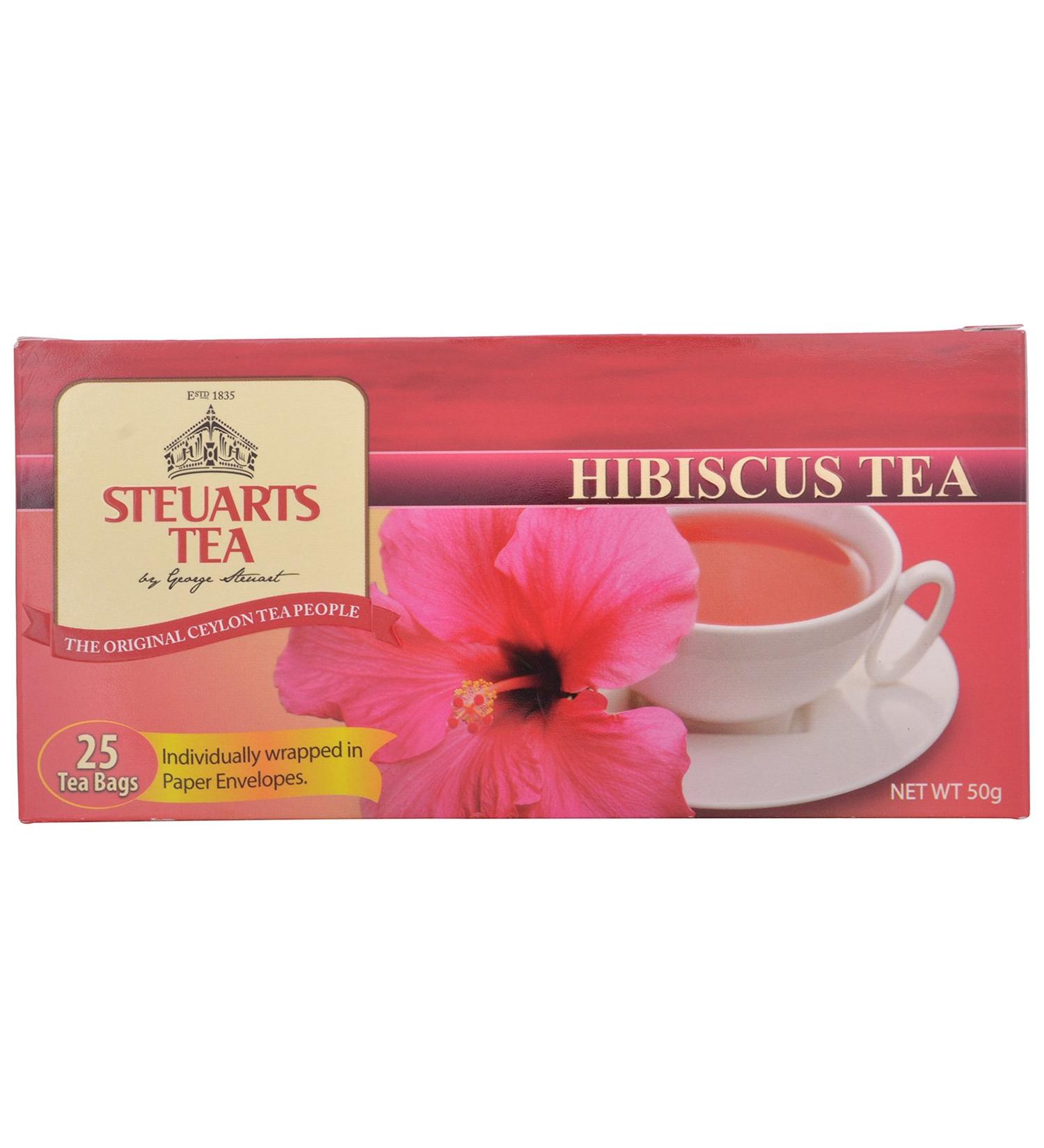 Steuarts Tea - Hibiscus Tea 25 Tea bags 50g |Pure Natural Hibiscus Herbal Tea Bags | Caffeine Free | Traditional Healing - Buy Online on SooperMarket.com