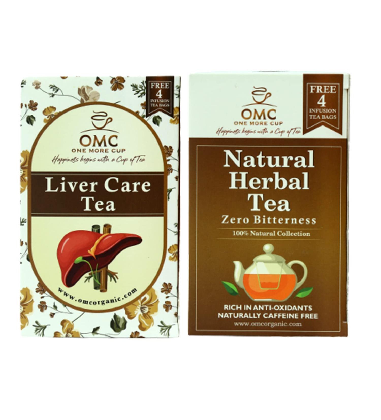 One More Cup Herbal Tea & Liver Care Tea With Lemon Flavor Caffeine Free Tea Bags Natural Tea (Total 40 Tea Bags) - Buy Online on SooperMarket.com