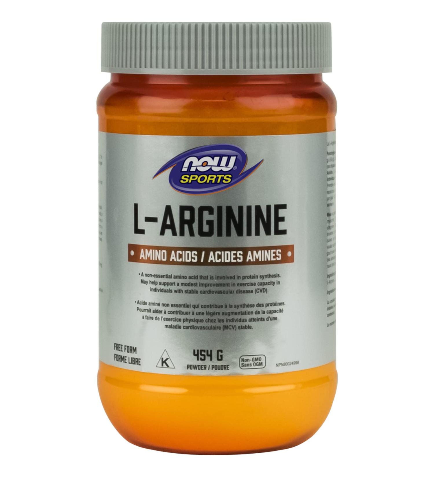 NOW Sports Nutrition L-Arginine Powder Nitric Oxide Precursor Amino Acids 454g - Buy Online on SooperMarket.com