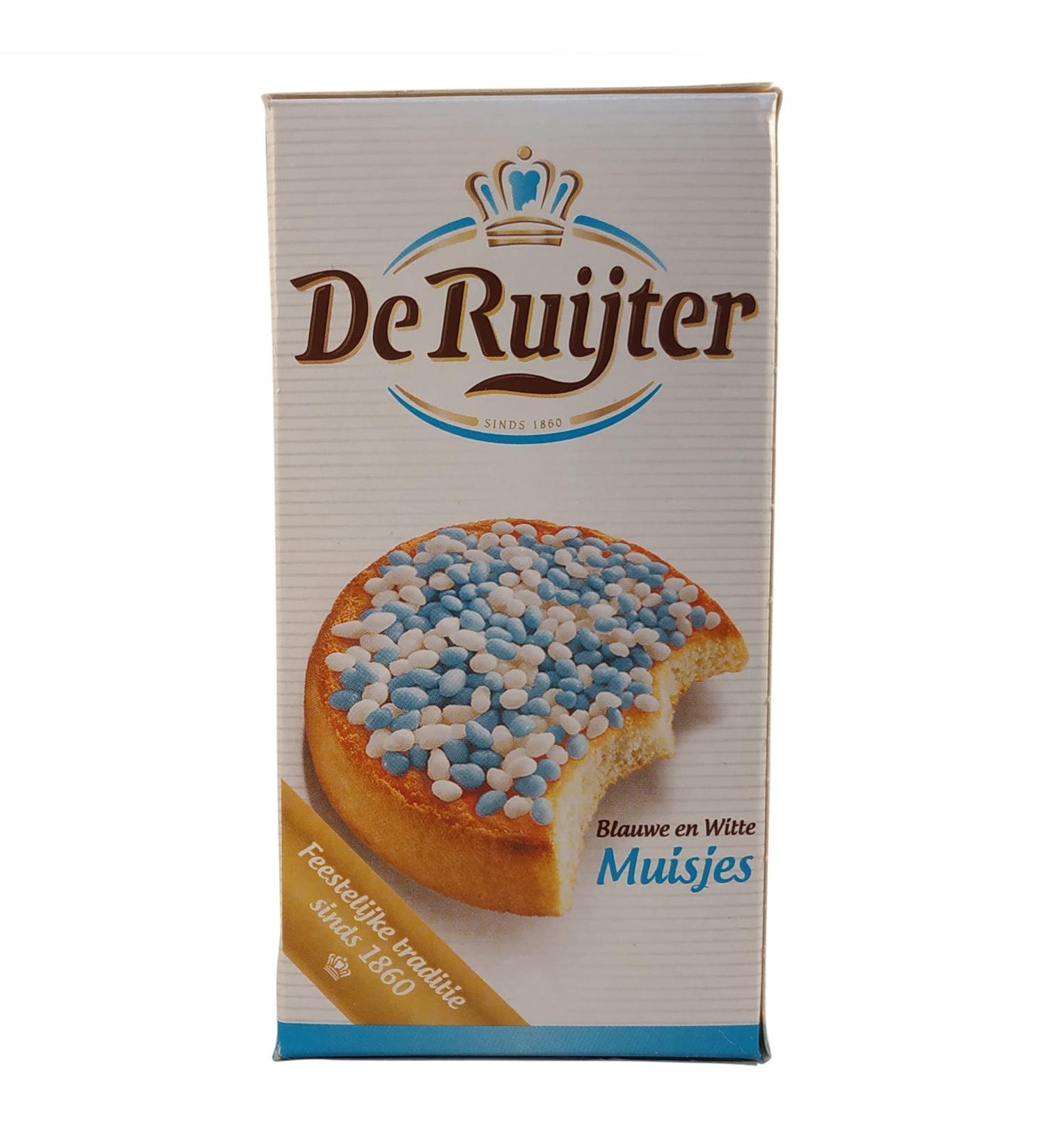 De Ruijter White-Blue Sprinkles / Blauwe en Witte Muisjes 280g - Buy Online on SooperMarket.com