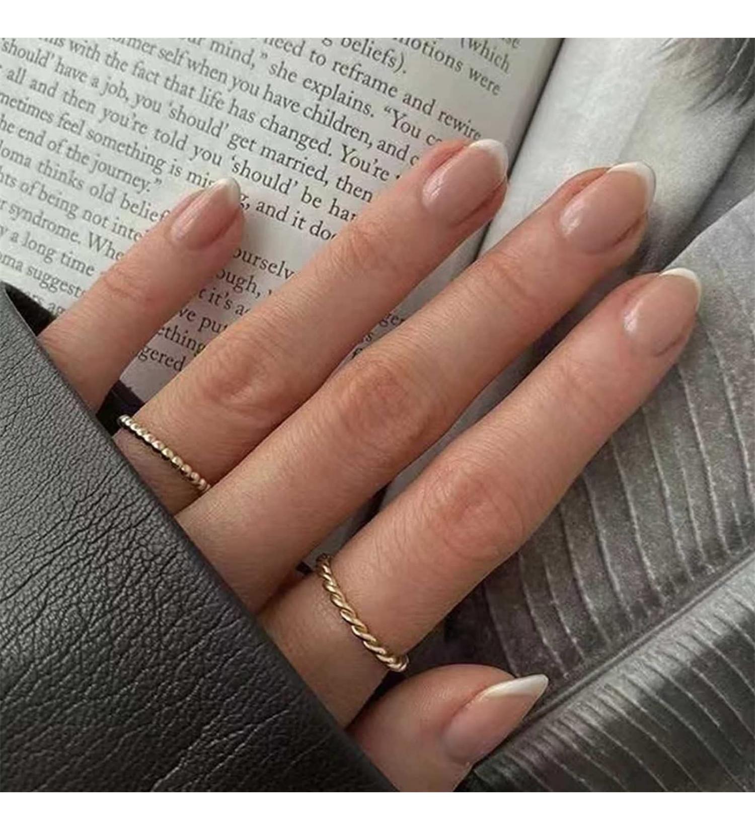 French White Almond Press-On Nails - 24PCS Short False Acrylic Nails for Women and Girls - Buy Online on SooperMarket.com