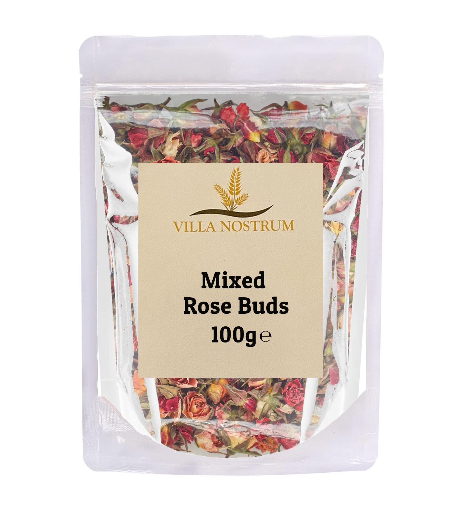 Dried Edible Mixed Rose Buds 100g by Villa Nostrum