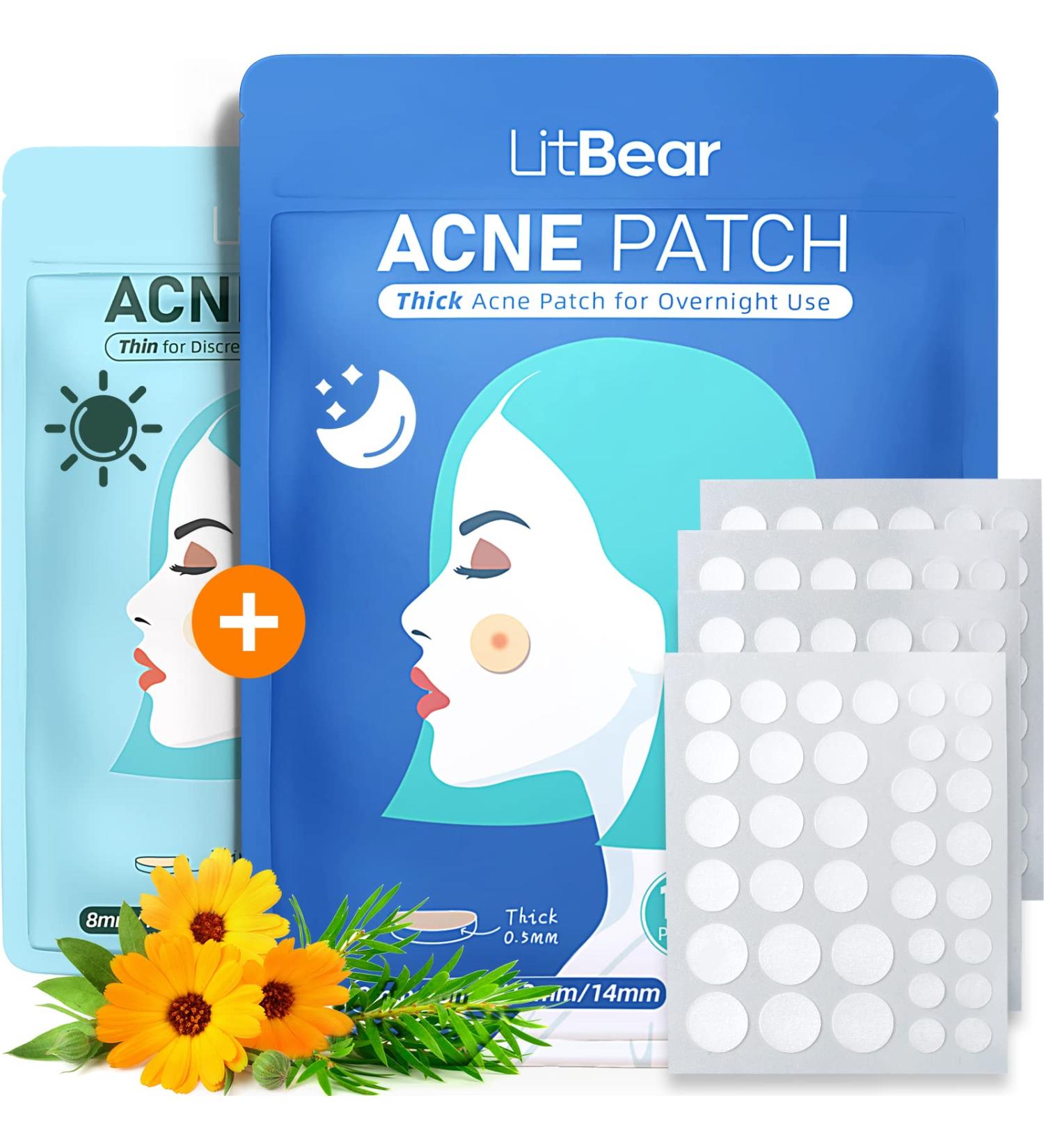 LitBear Acne Pimple Patches - Day and Night Set | 180 Dots with Witch Hazel, Tea Tree & Calendula Oil | Extra Adhesion for Face | Zit Patch AM + PM - Buy Online on SooperMarket.com