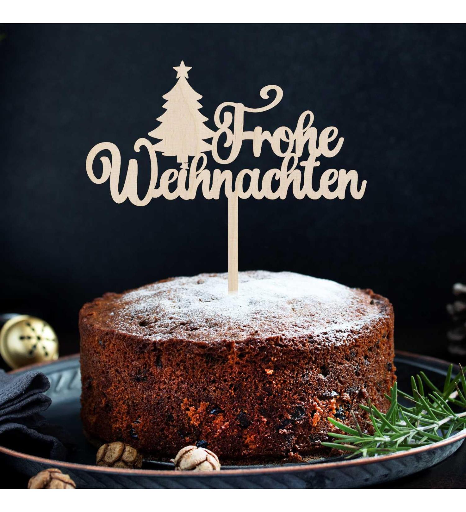 Merry Christmas Wooden Cake Topper - Premium Cake Decoration for Holiday Celebrations - Buy Online on SooperMarket.com