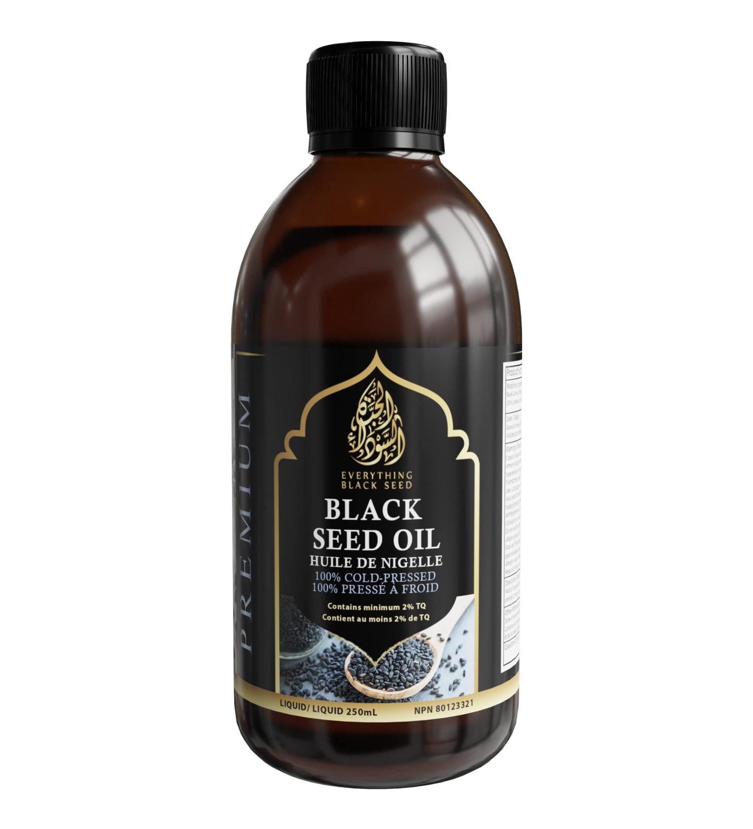 Everything Black Seed Black Seed Oil (Nigella Sativa Black Cumin) 100% Cold Pressed 3X Thymoquinone- Glass Bottle (8.5oz/250ml) - Buy Online on SooperMarket.com