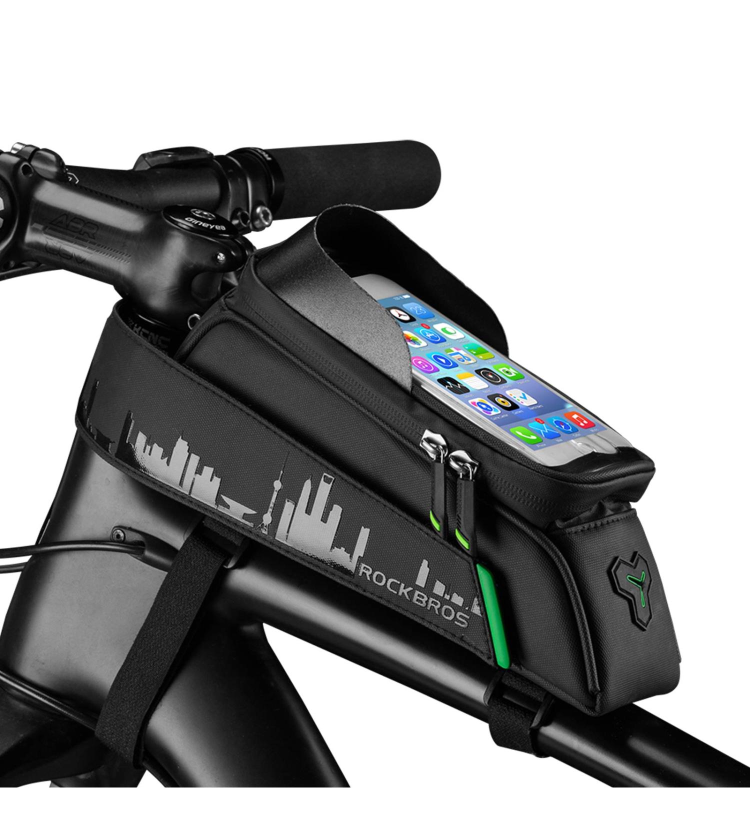 Rockbros Waterproof Bicycle Frame Pocket Bag - Touchscreen for iPhone 14/13 Galaxy S23/S22 Ultra 7.0 Inch Cell Phones - Buy Online on SooperMarket.com