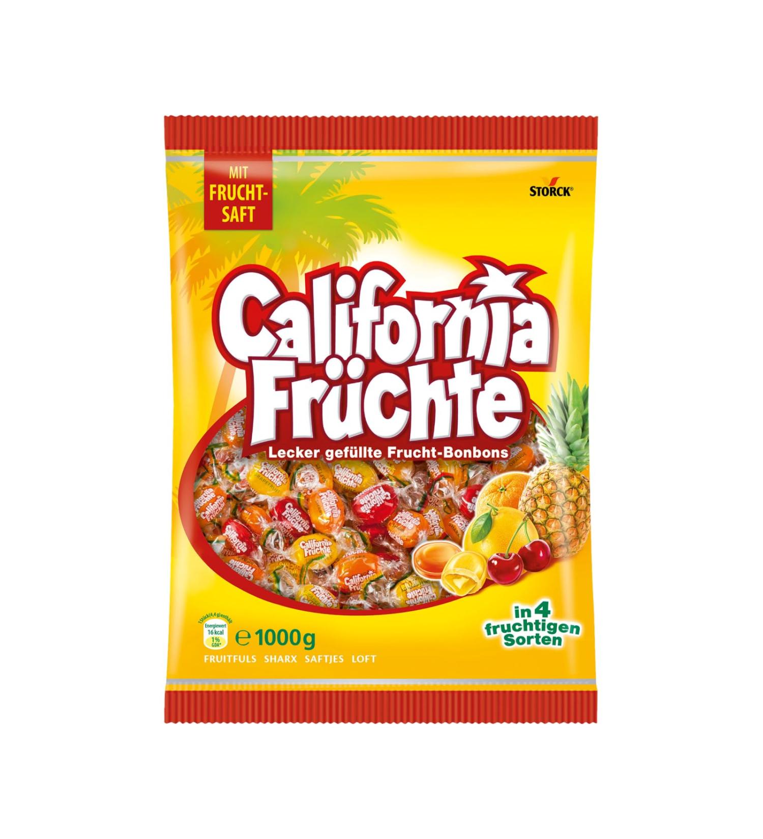 California Fruits 1000g Storage Pack - Juicy Filled Candy Assortment - 4 Delicious Varieties | International Shipping Available - Buy Online on SooperMarket.com