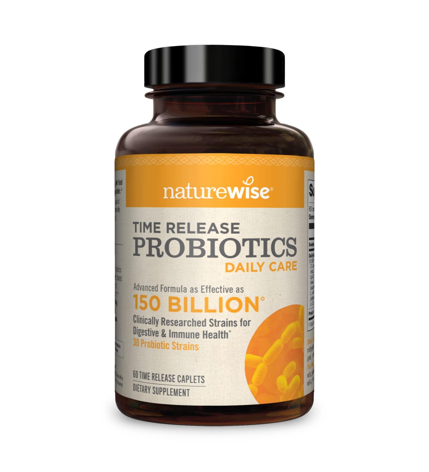 NatureWise Time Release Probiotics - Daily Care 60 Caplets for Digestive Health - Buy Online on SooperMarket.com