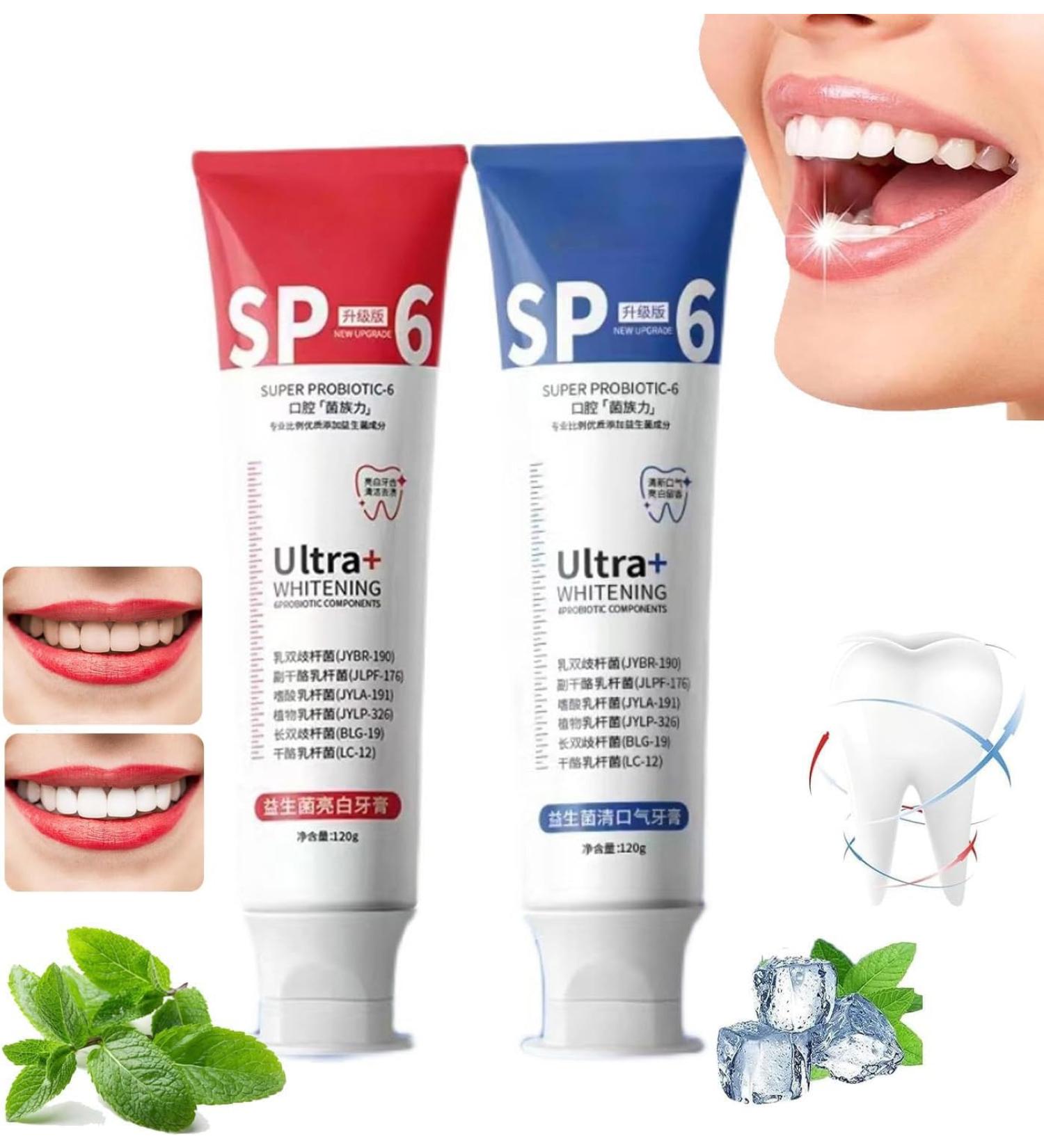 SP-6 Ultra Whitening Toothpaste - Probiotic Brightening Deep Cleaning Prevents Tartar Fresh Breath | International Shipping - Buy Online on SooperMarket.com