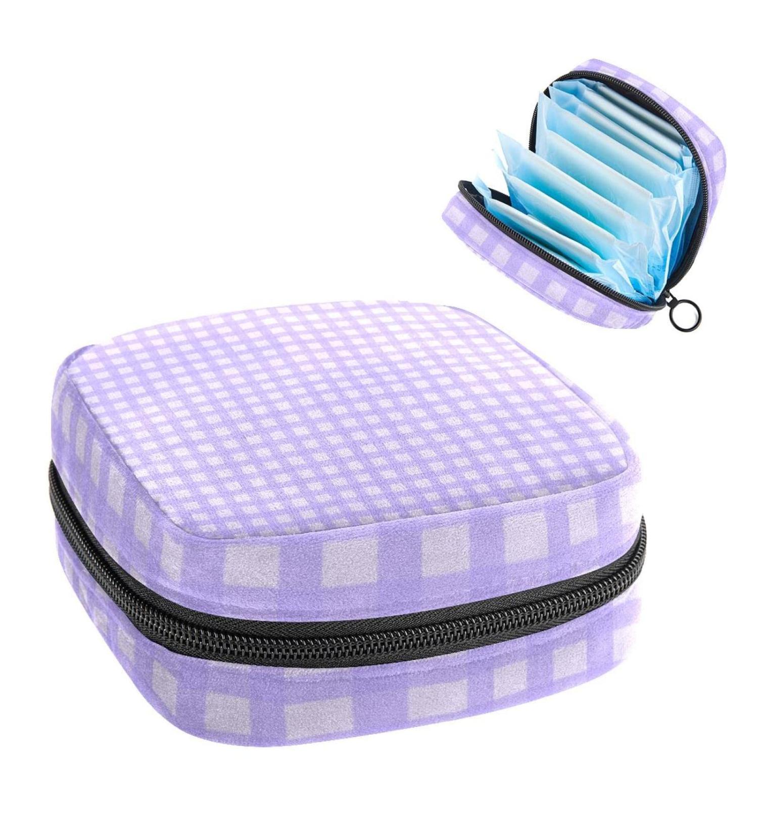 Lilac Plaid Menstrual Cup & Pad Storage Bag - Portable Period Pouch for Women/Girls - Multi-Colored - 1Pcs - Buy Online on SooperMarket.com