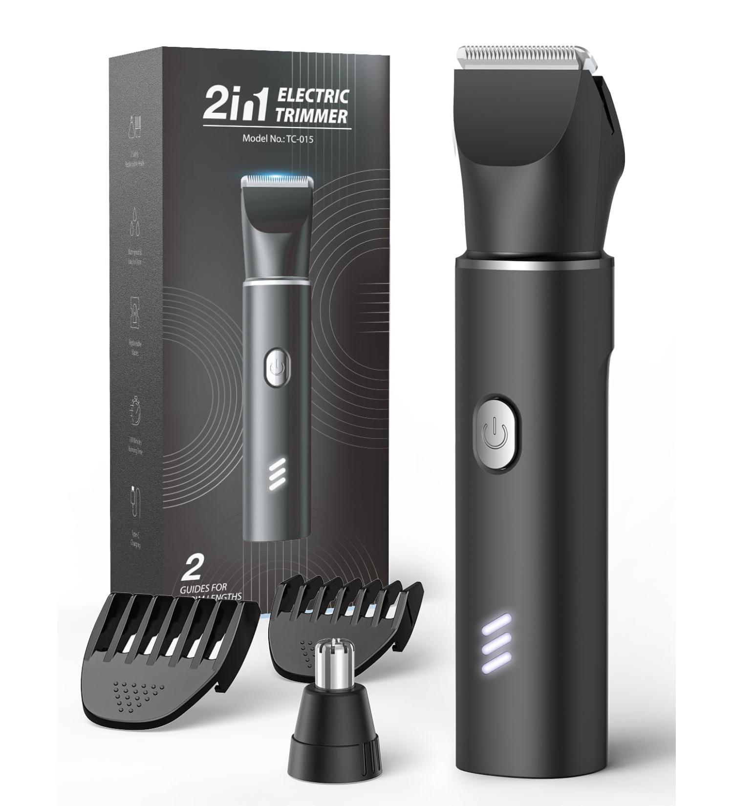Intimate Razor for Men - 2-in-1 Painless Rechargeable Body & Nasal Hair Trimmer - Waterproof Travel Lock 4 Accessories - Buy Online on SooperMarket.com