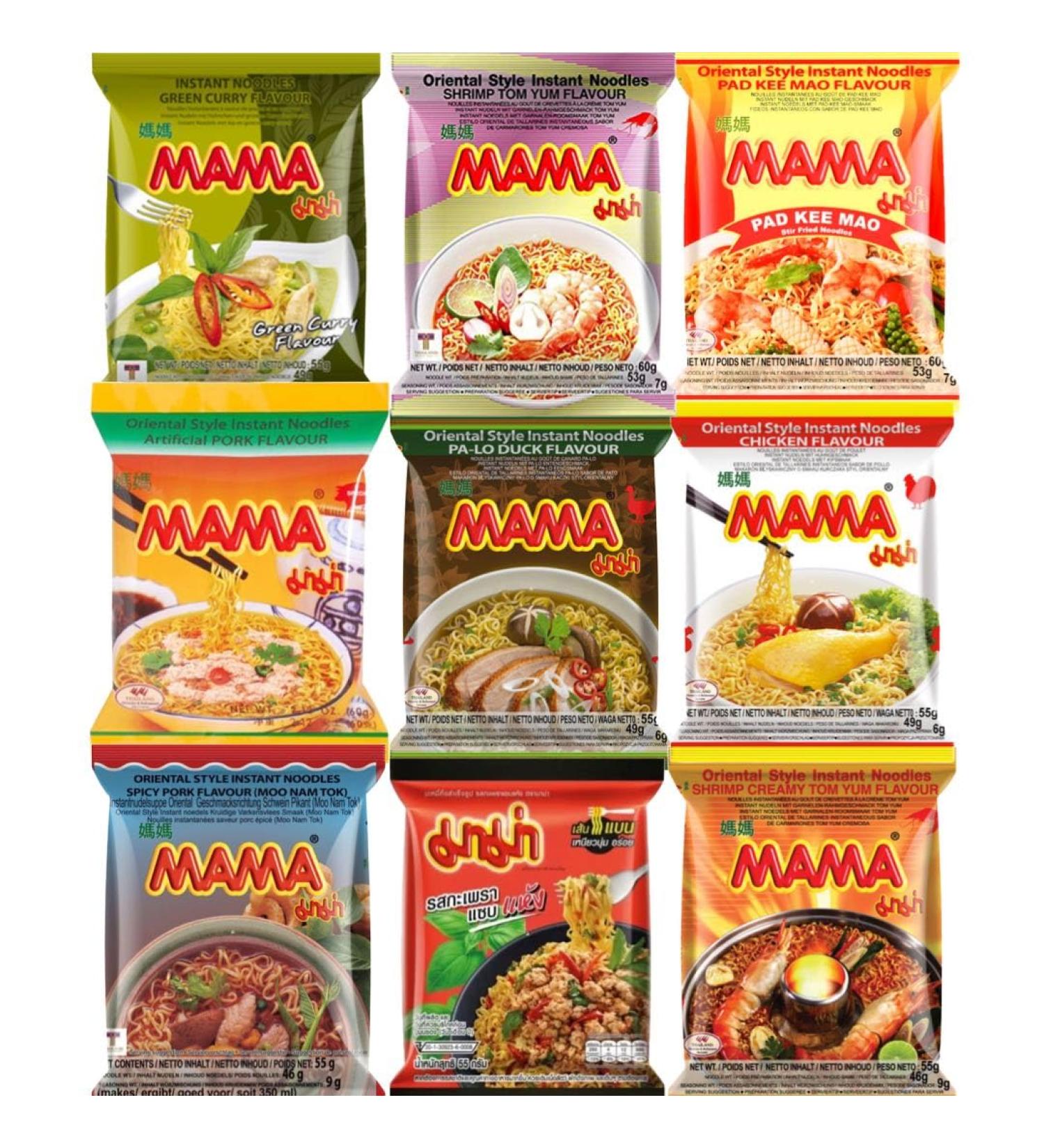MAMA Instant Noodles Ramen Thai Cuisine Exploration Bundle by Starry Mart (8 Packs with 5 Different Flavours) - Buy Online on SooperMarket.com