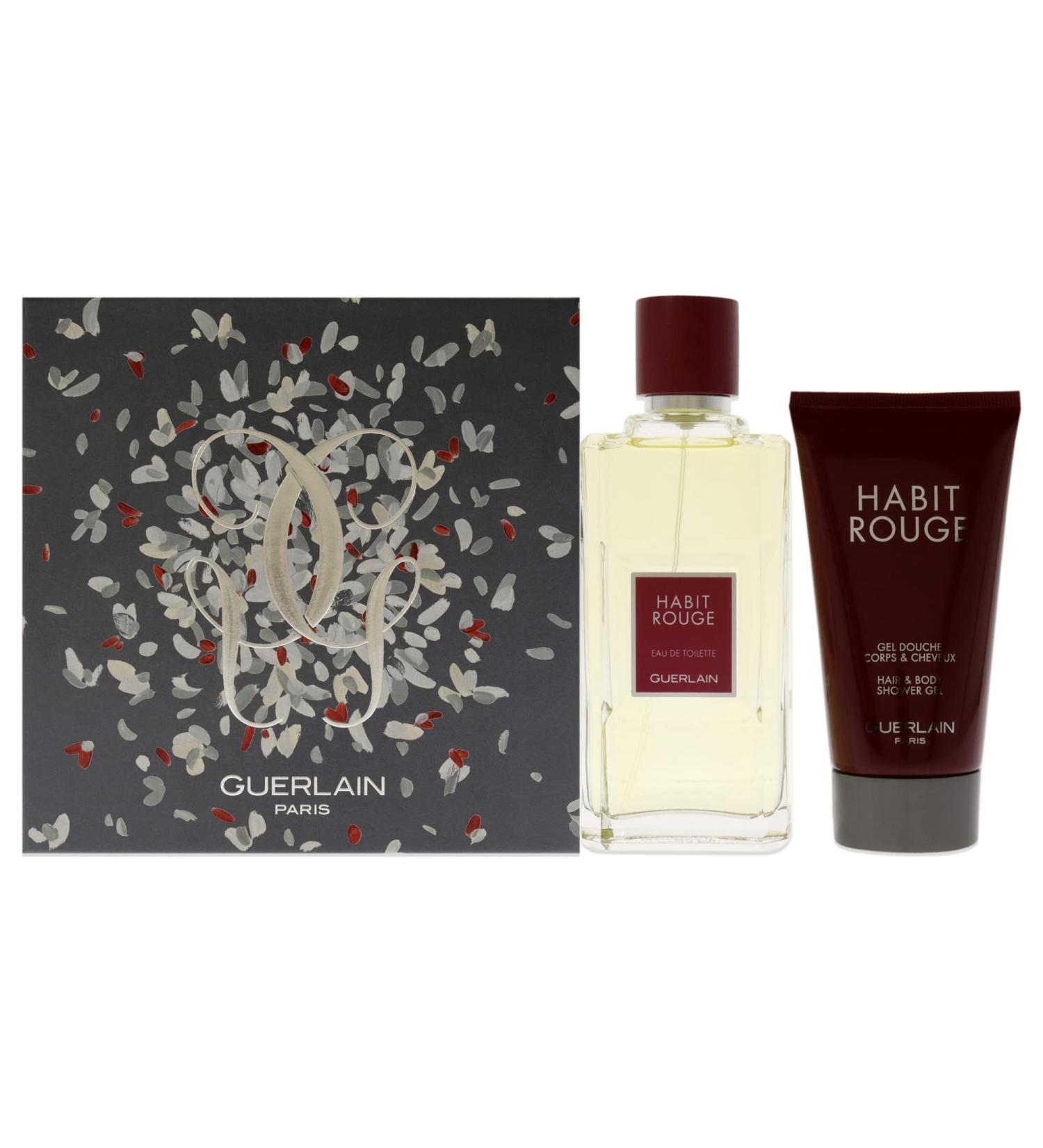 Guerlain Habit Rouge 3.4oz EDT Spray 2.5oz Shower Gel Men 2 Pc Gift Set - Buy Online on SooperMarket.com