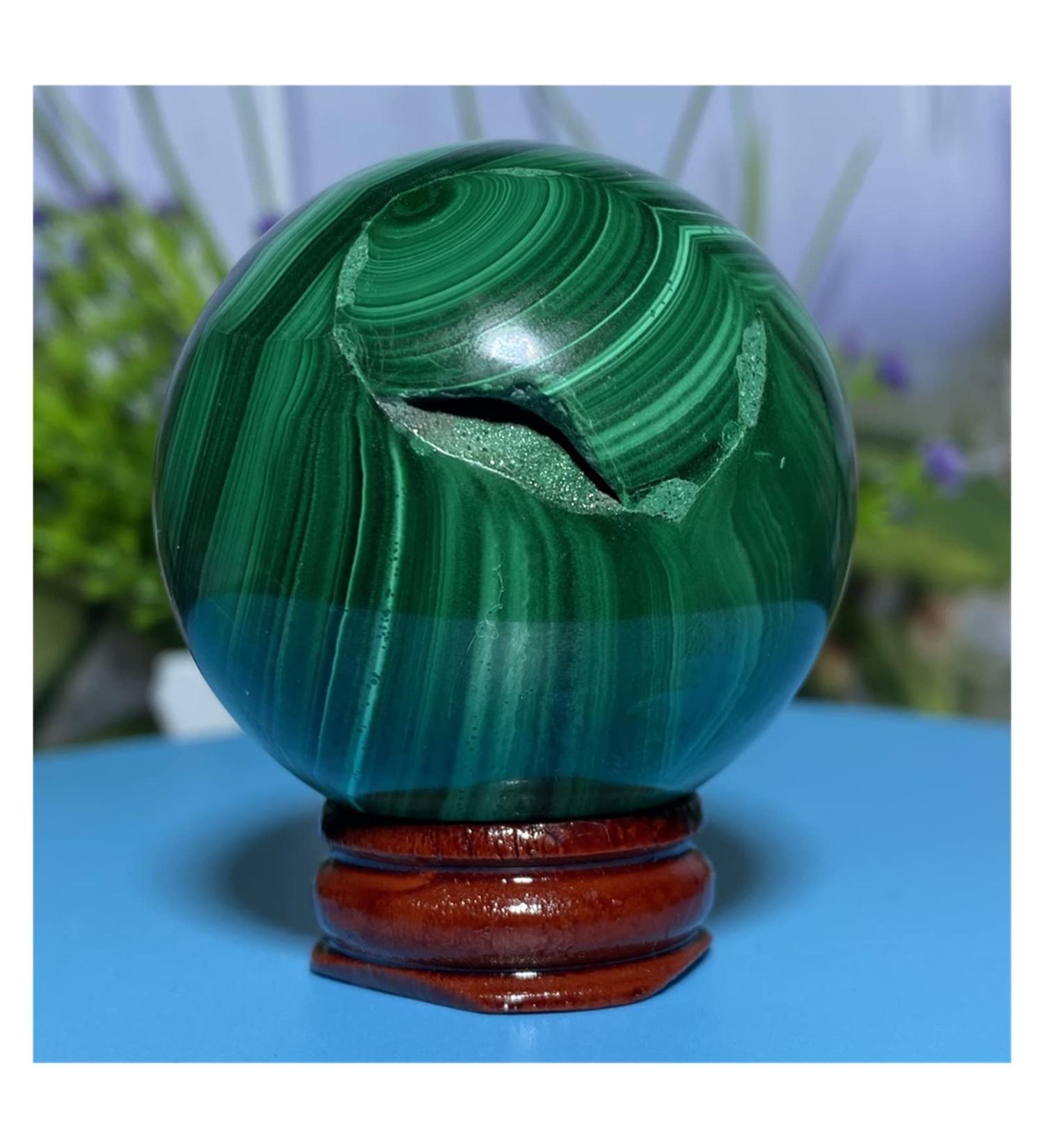 Natural Sphere Natural Geode Crystal Ball Green Malachite Hand Polished Gift Stone Home Decoration 1pc 270-280g - Buy Online on SooperMarket.com