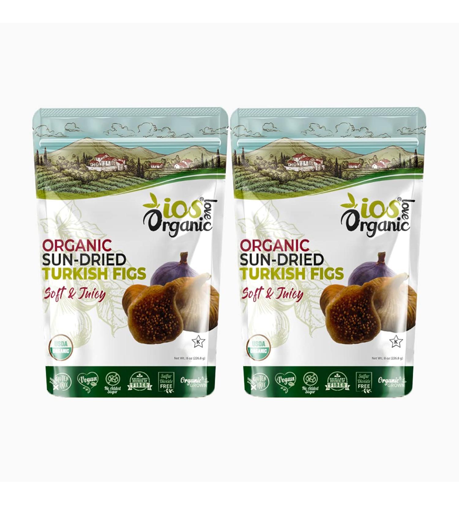 Organic Turkish Dried Figs - USDA Certified, NO Added Sugars, Sulfurs, or Preservatives | NON-GMO, VEGAN & KOSHER - 2 Packs (16oz) - Buy Online on SooperMarket.com