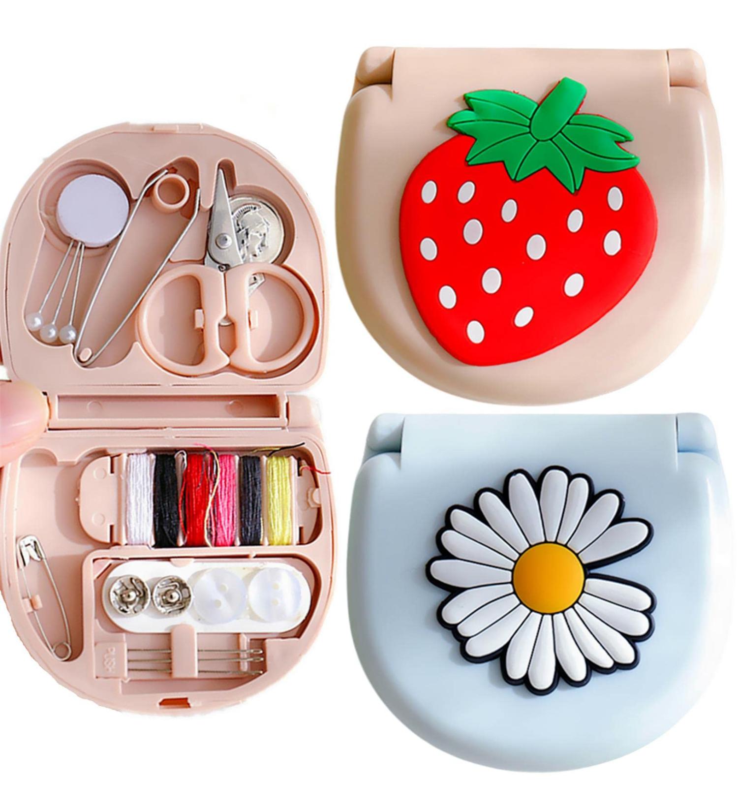 FKOG Mini Travel Sewing Kit - 2Pcs Portable Family Repair Supplies & Accessories | DIY Organizer (Strawberry Style) - Buy Online on SooperMarket.com