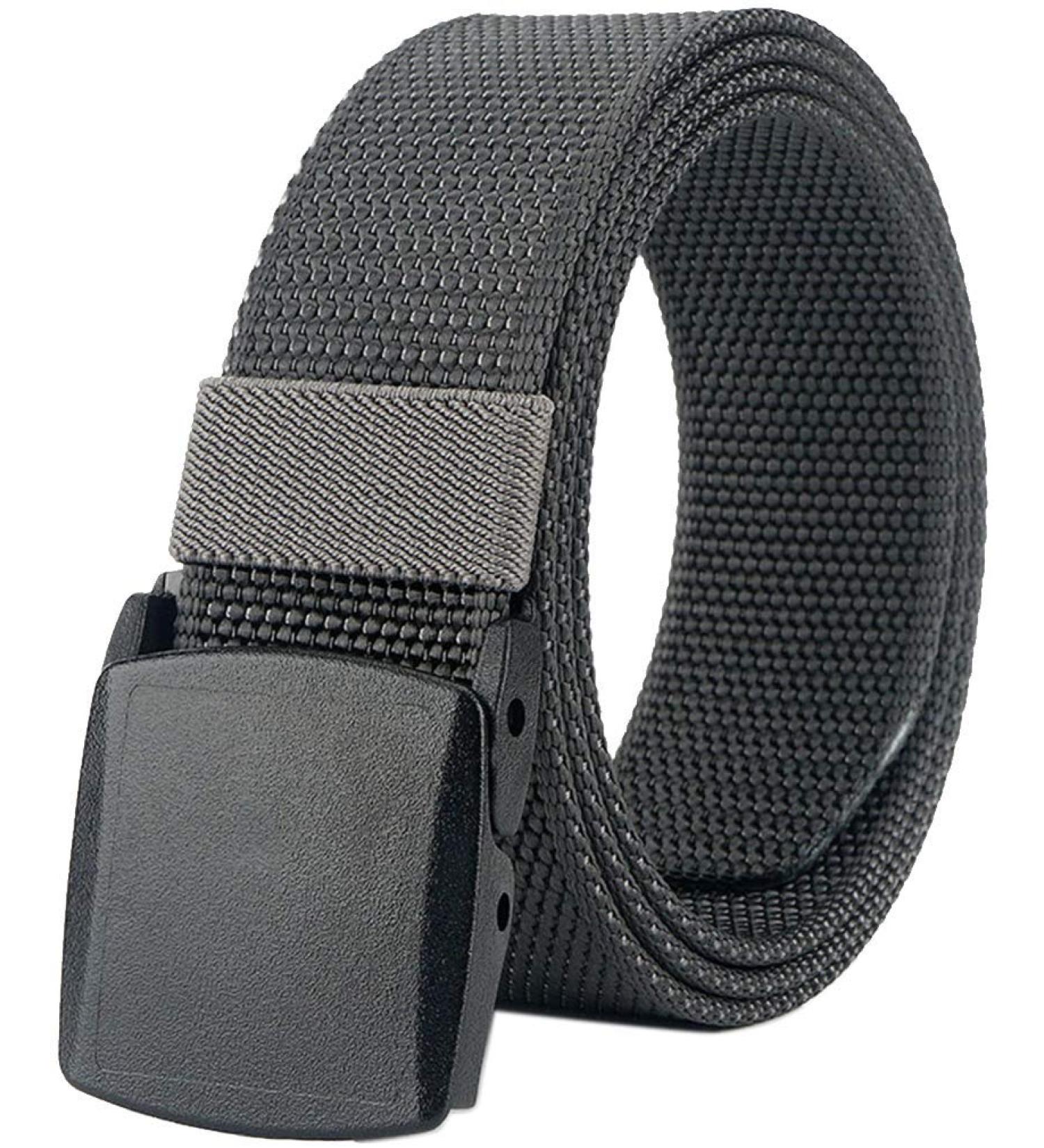LionVII Mens Nylon Casual Belt with Plastic Buckle - Adjustable Fit 27-46 Waist Gray - Buy Online on SooperMarket.com