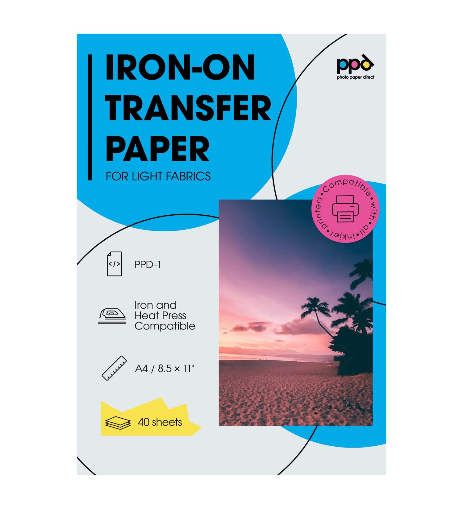 PPD Premium Light T-Shirt Transfer Paper - 40 Sheets, 8.5x11 - PPD001-40 - Buy Online on SooperMarket.com