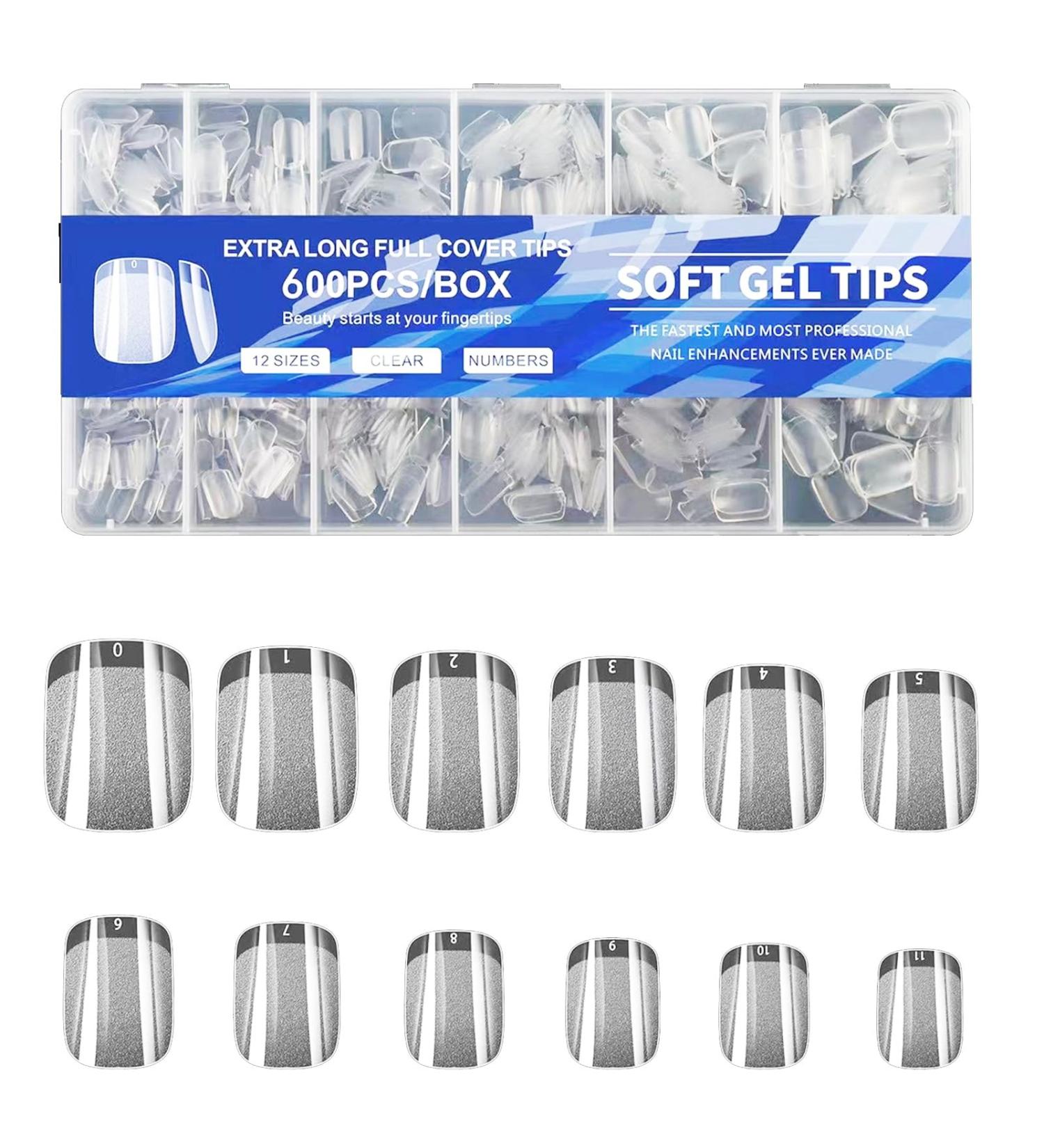 Short Nail Tips - 600PCS Half Matte Soft Gel Nail Tips Full Cover False Nails Tips Clear Acrylic Fake Nails Tips for Press On Nails Short 12 Size 600 PCS (600-Short-C) C Short - Buy Online on SooperMarket.com