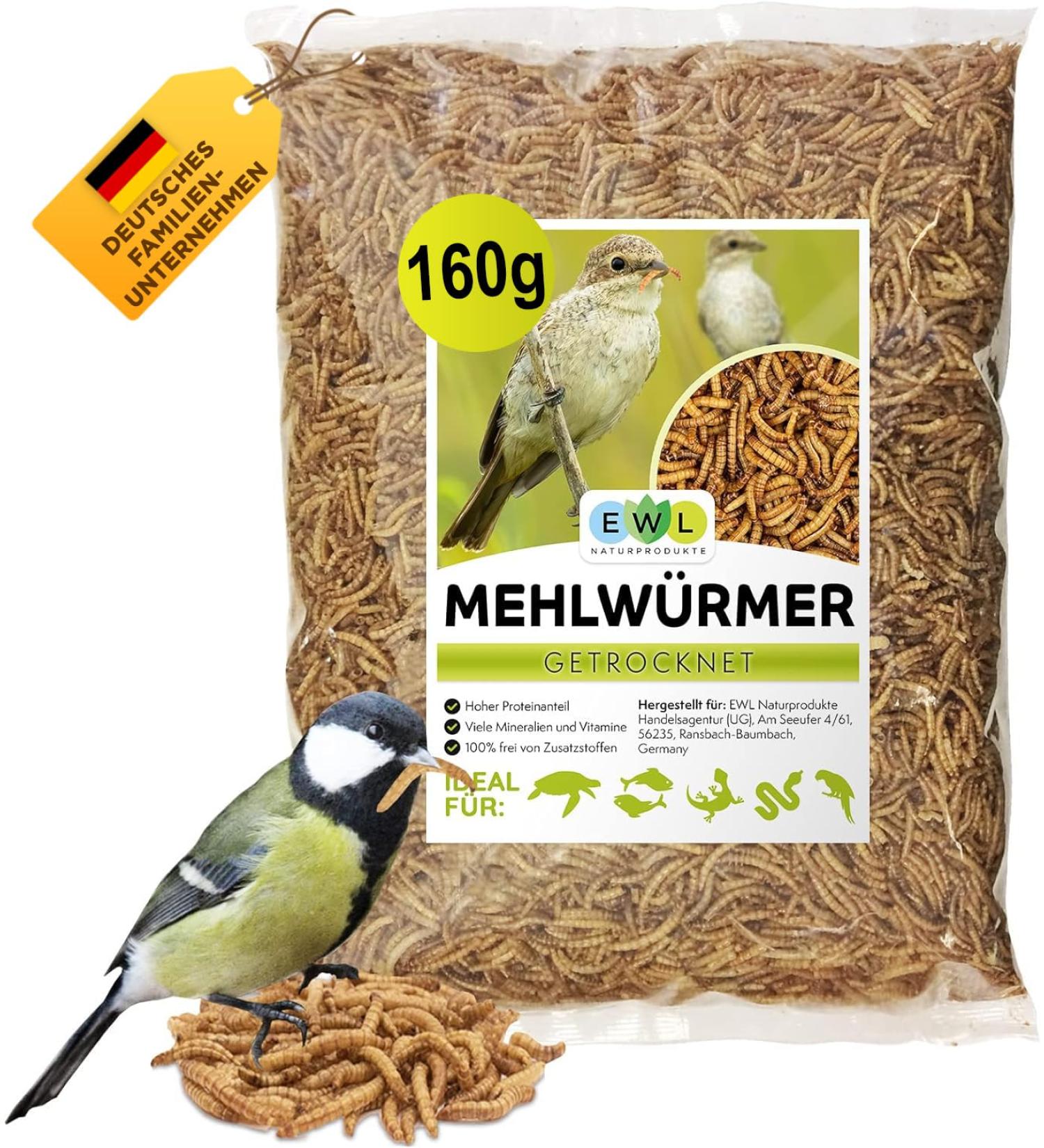 Dried Mealworms 1 Ltr (160g) - Premium Insect Snack for Birds Fish Turtles & Reptiles | Year-Round Bird & Hedgehog Feed - 1 Pack - Buy Online on SooperMarket.com