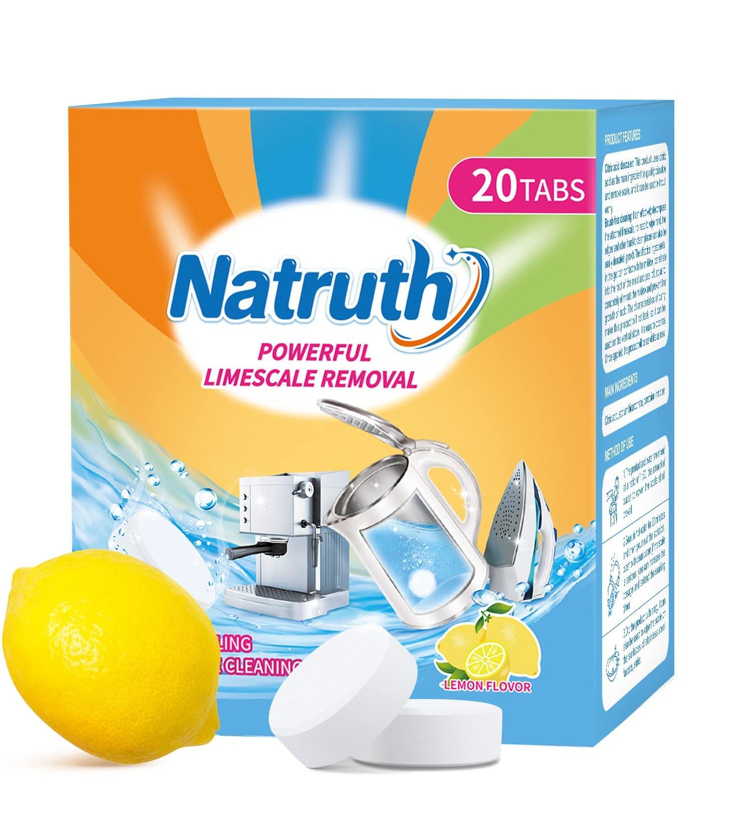 Buy NATRUTH 20 Pack Limescale Removal & Odor-Free Cleaning Tablets | Efficient Kettle & Coffee Cup Descaler for Stainless Steel | International Shipping Available - Buy Online on SooperMarket.com