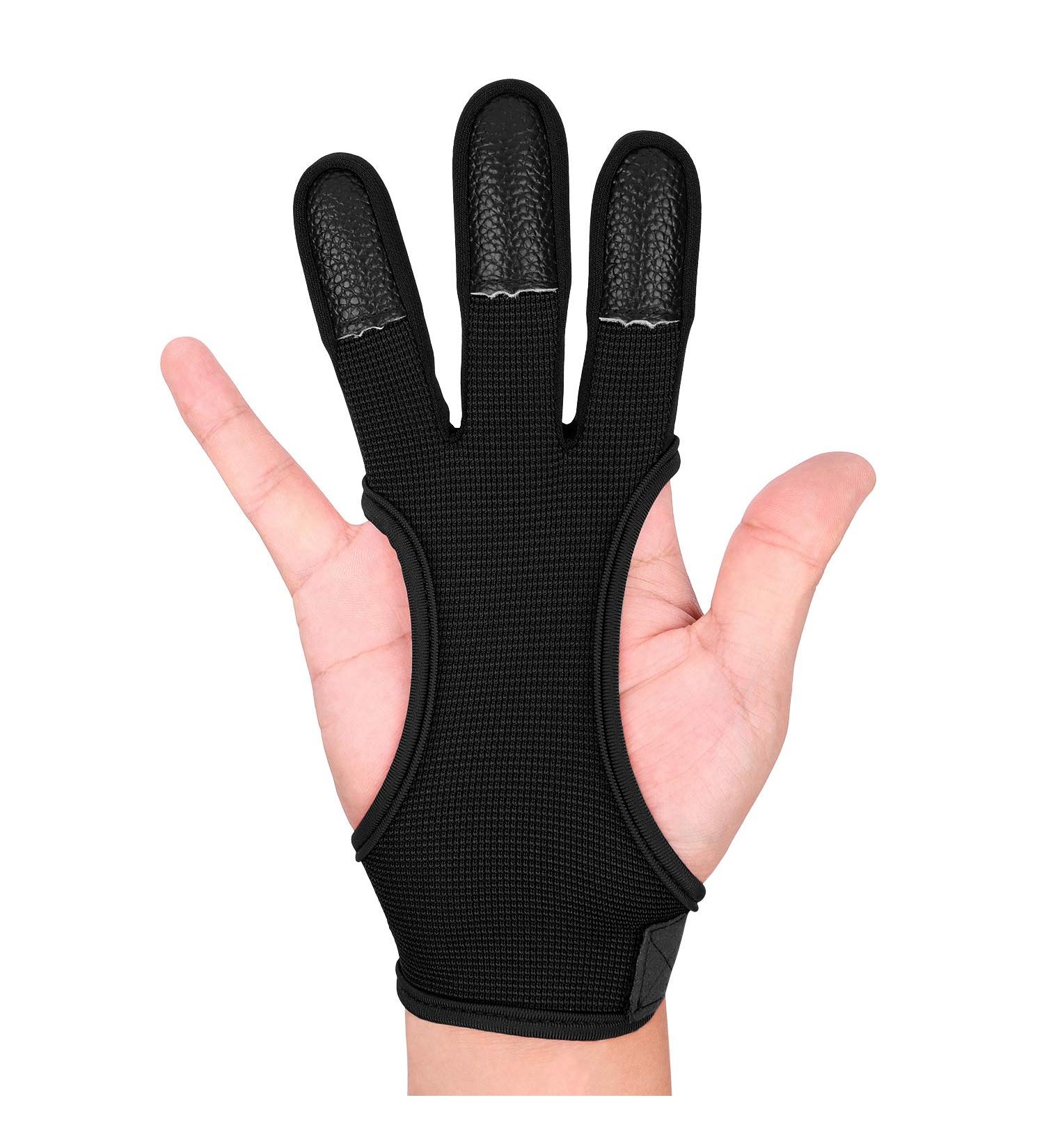 FitsT4 Archery Gloves - Leather Padded Three Finger Protector for Bow Shooting - Non Slip Glove for Kids, Youth, Adult Beginners - 1-Black (Medium) - Buy Online on SooperMarket.com