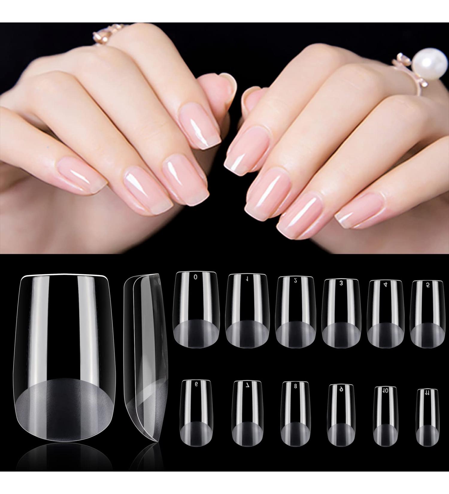 504 Pieces Artificial Nails - Half-Matted Flat Square Shape 12 Sizes Nail Tip Set for Perfect Manicure & Nail Art - Invisible Armor Design - Buy Online on SooperMarket.com
