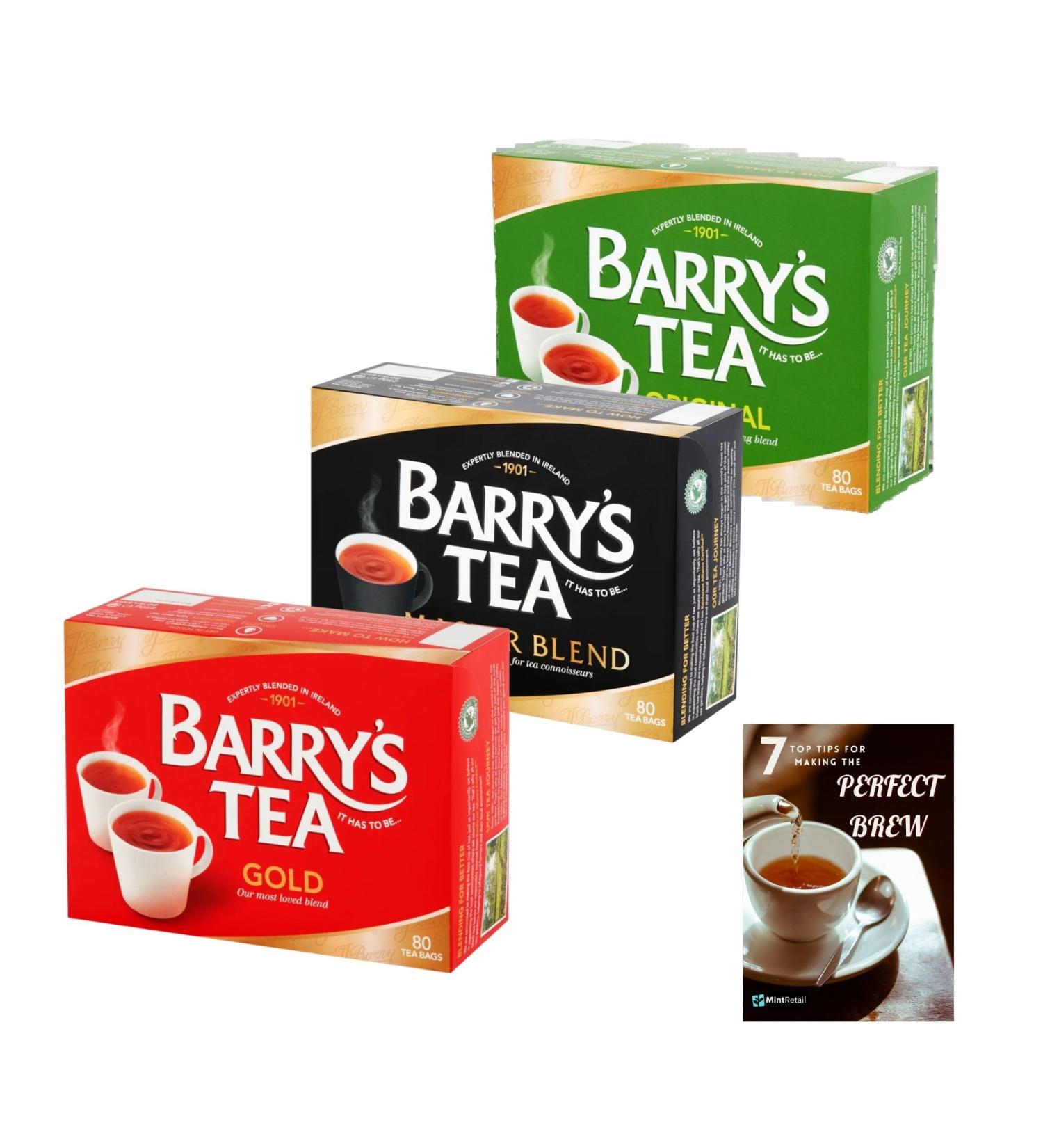 Barrys Tea Bags Tea Selection Bundle - 240 Tea Bags with Barrys Tea Gold Blend Barry' s Tea Master Blend and Barry's Tea Irish Breakfast Tea Including Mint Retail Perfect Brew Guide - Buy Online on SooperMarket.com
