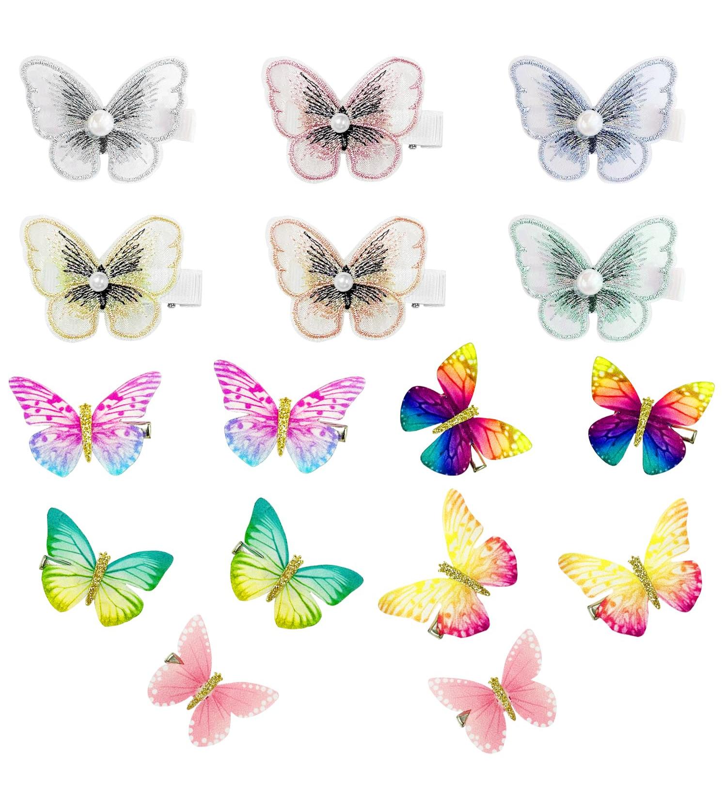 16 Colorful Butterfly Hair Clips Duckbill Hair Clips Playful Girl Hair Accessories Realistic Butterfly Hair Clips Clips That Don't Hurt Hair Clips That Don't Fade - Buy Online on SooperMarket.com