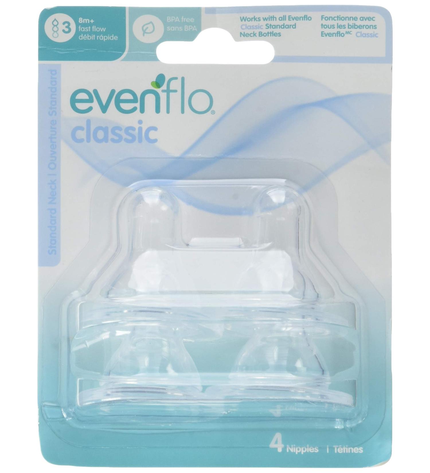 Evenflo Classic Bottle Nipples 12 Count Fast Flow