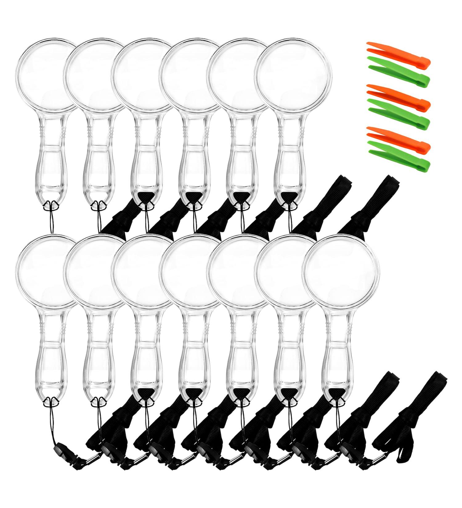 15 Pieces Handheld Magnifying Glasses 3X and 6X Plastic Magnifying Glasses with 15 Lanyard for Kids Outdoor Exploration or Scientific Observation Senior Reading Magnifiers - Buy Online on SooperMarket.com
