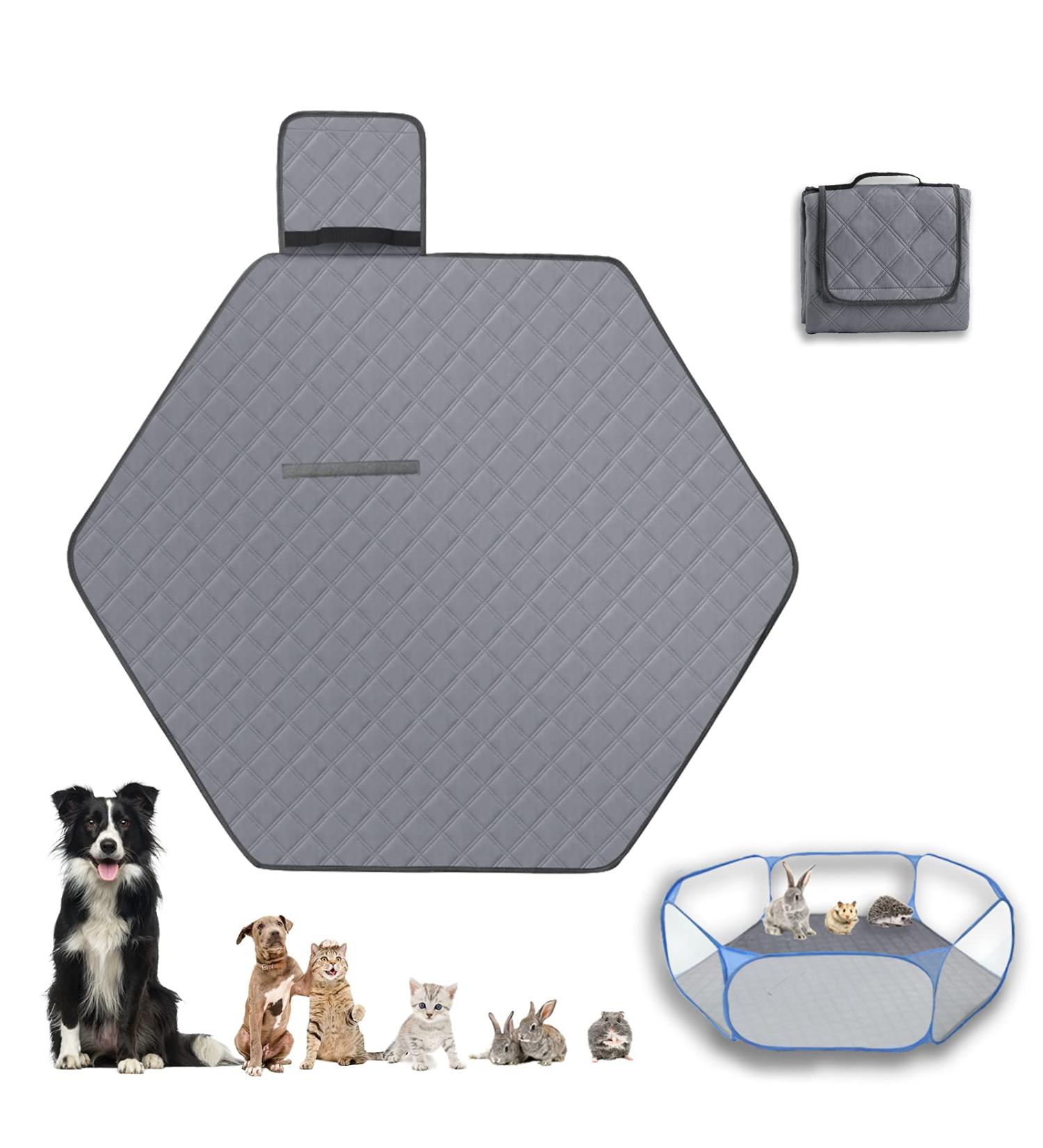 Zhilishu Hexagon Washable Liner | Portable Guinea Pig Playpen Pad | Super Absorbent & Waterproof | Anti-Slip | 47Inch (Pad Only) - Buy Online on SooperMarket.com