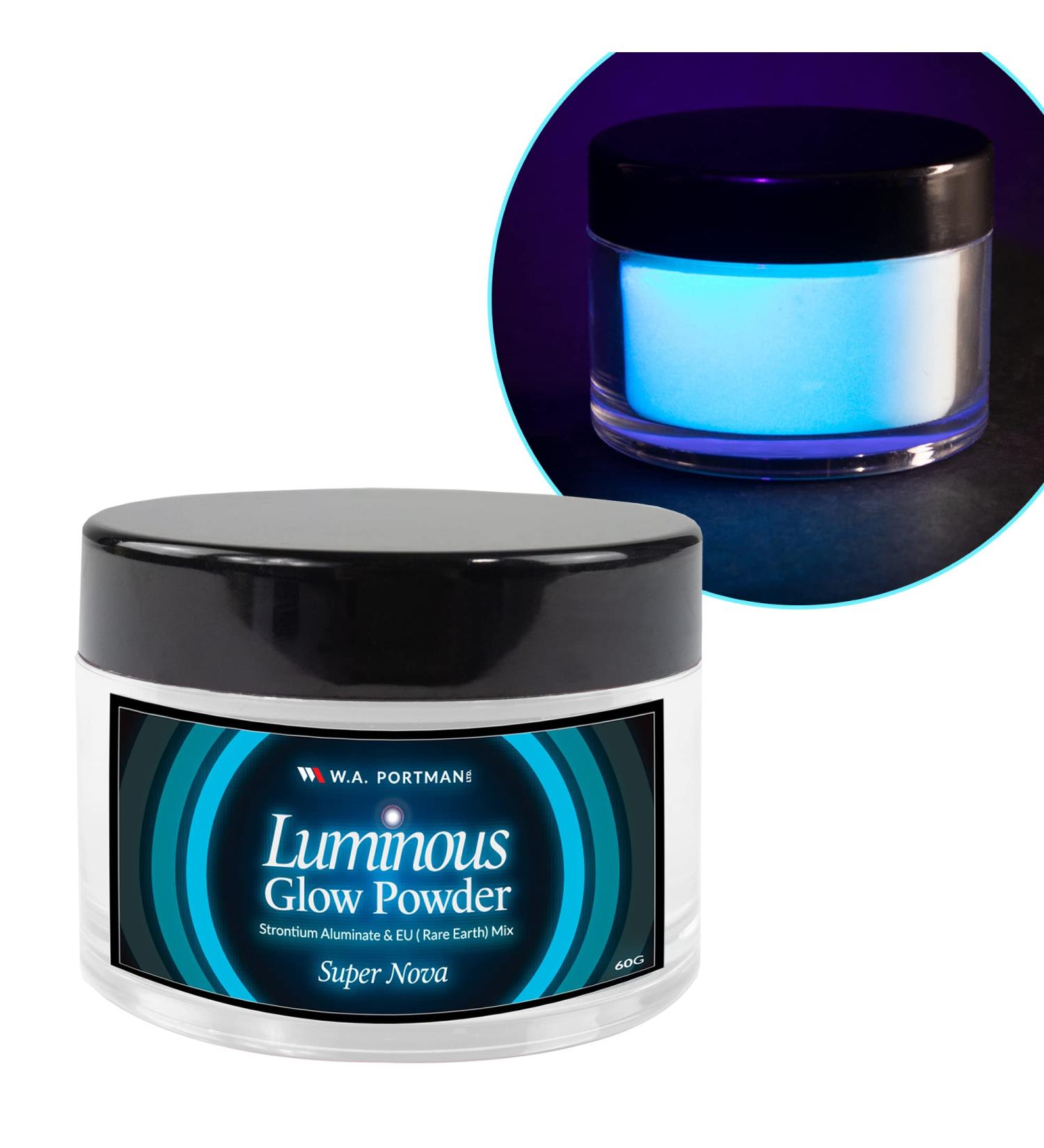 WA Portman Luminous White Glow Powder - 60g (2.12 oz) Jar - Glow in The Dark Resin Pigment - Phosphorescent Powder for Resin Art - Buy Online on SooperMarket.com