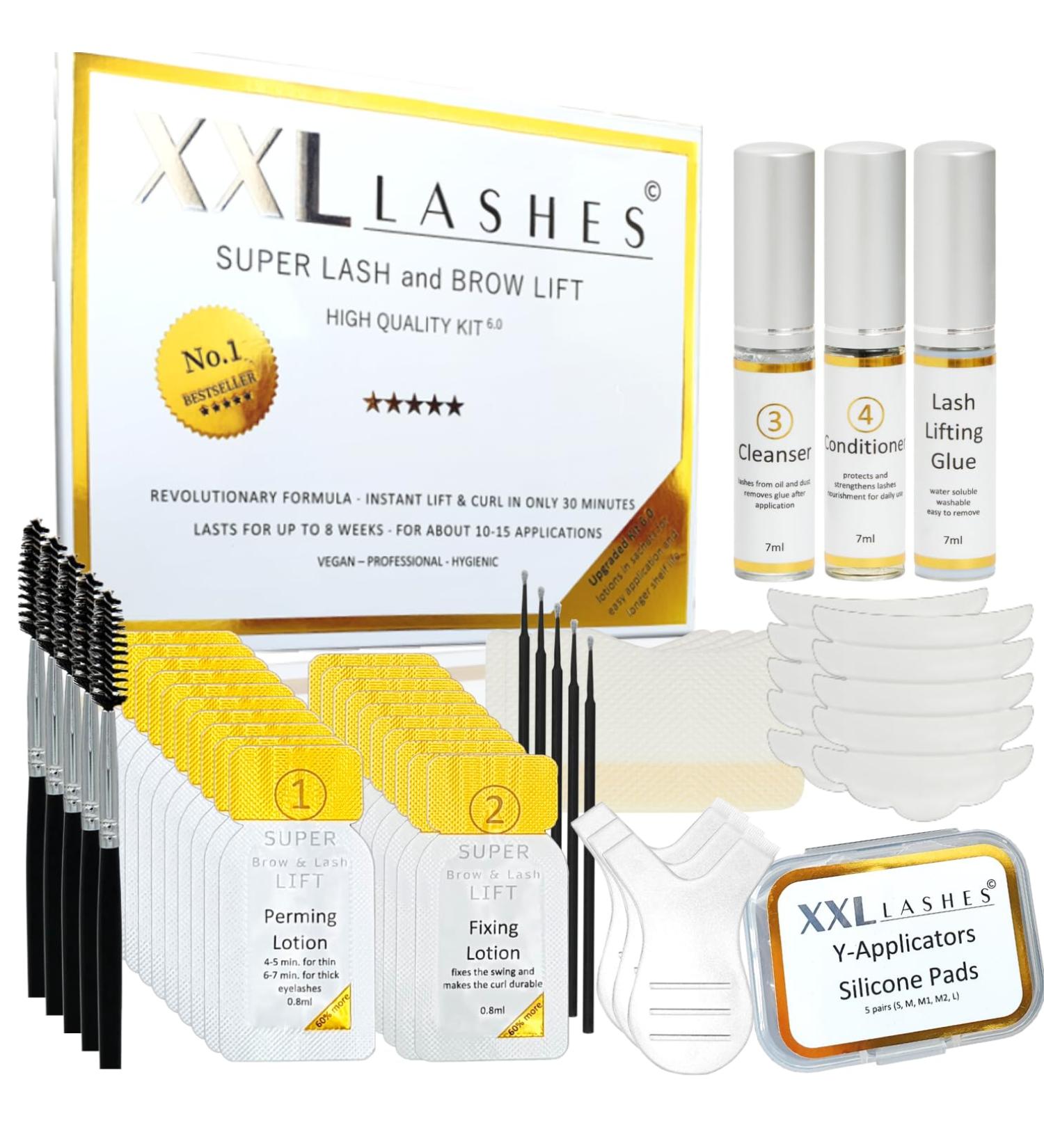 XXL Lashes Super Lash & Brow Lift Set 6.0 - Eyelash Lifting Permanent Wave & Eyebrow Lamination | 56-Piece Kit with 20 Air-Protected Sows for Long-Lasting Results - Buy Online on SooperMarket.com