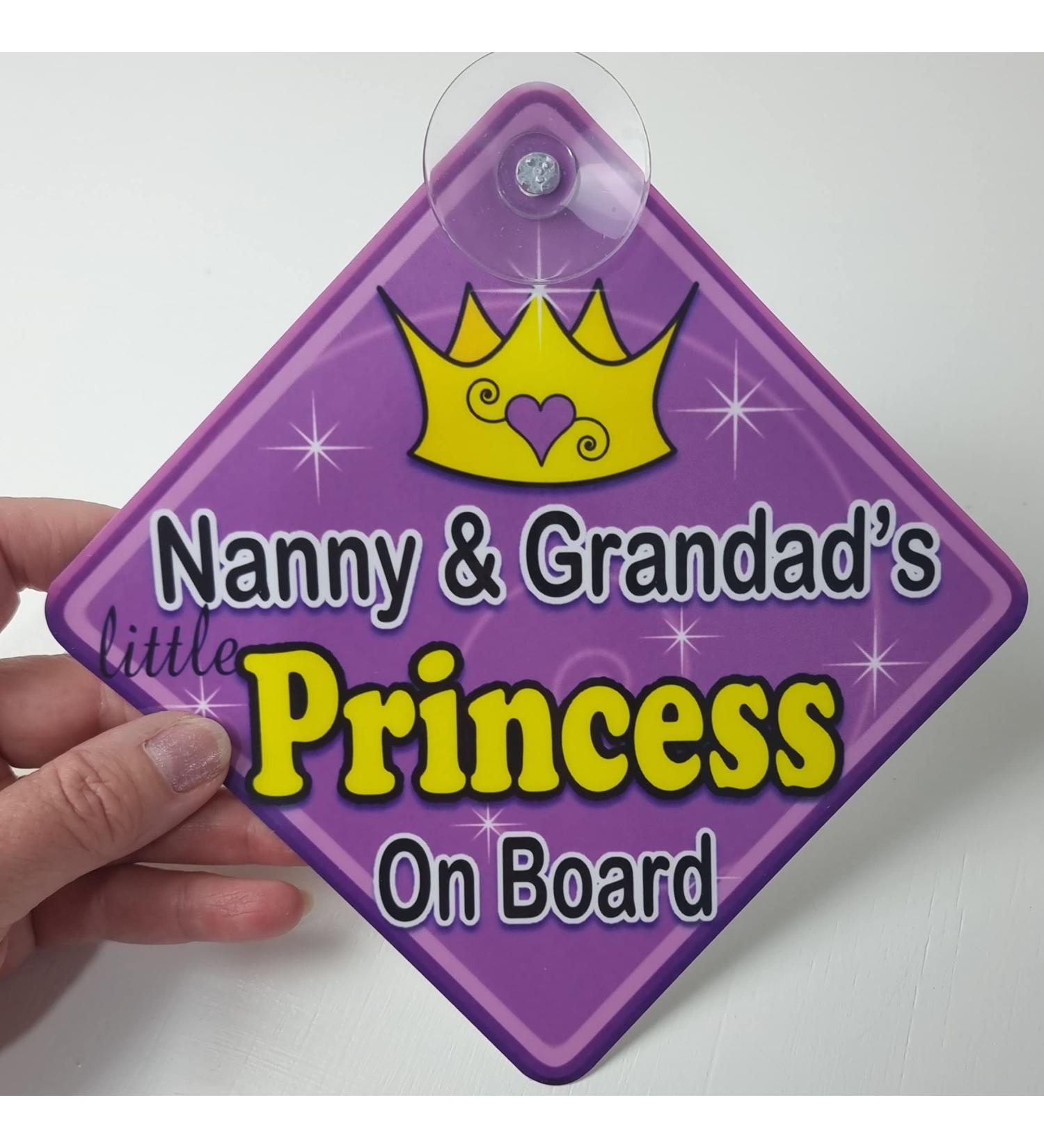 Swirl Nanny & Grandad's Little Princess On Board Car Window Sign - Buy Online on SooperMarket.com