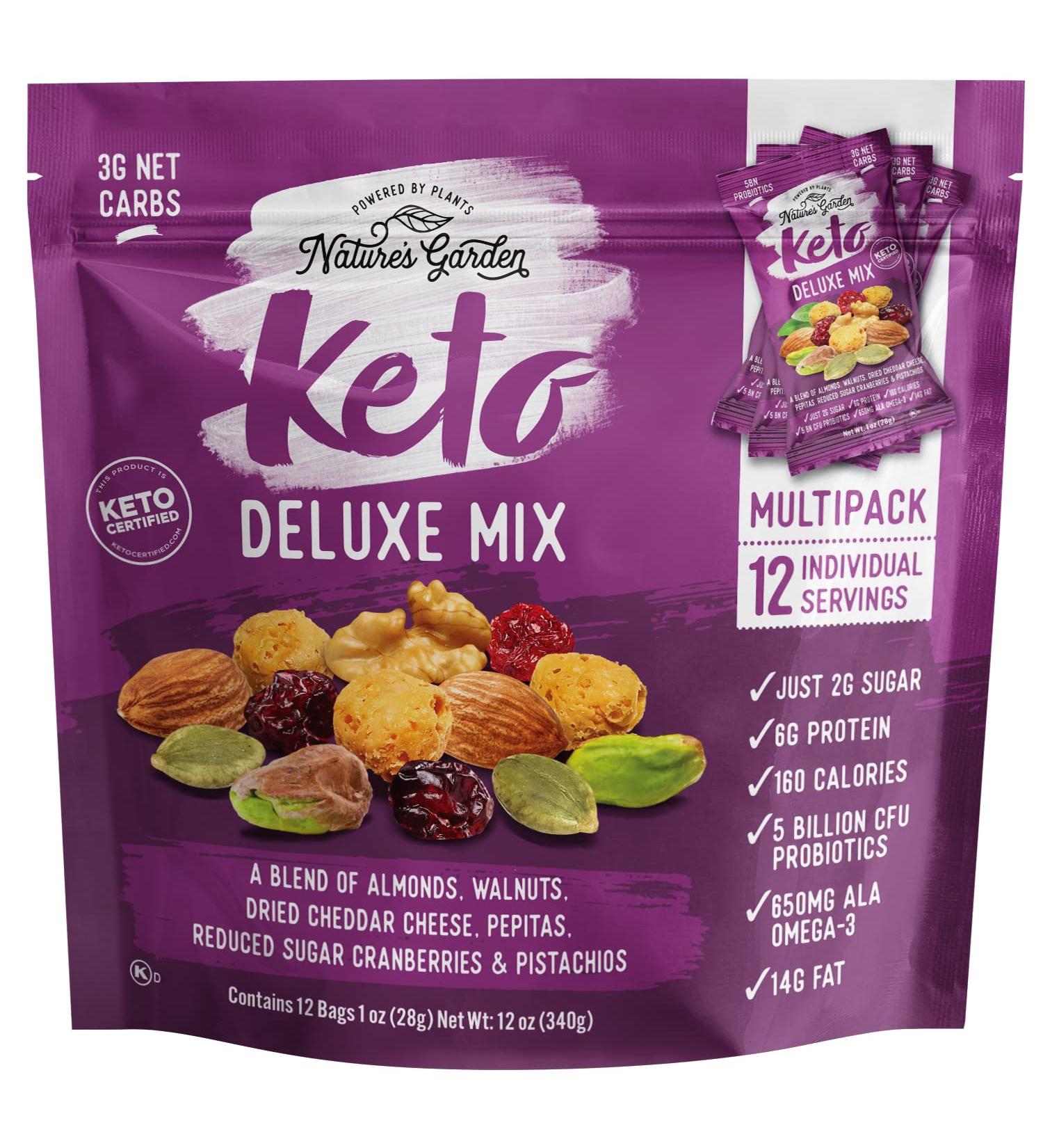 Nature's Garden Keto Deluxe Mix Delicious & Fresh Flavor Natural Friendly - Perfect Breakfast - 12 Ounce(1 Ounce x 12 Count) Keto Deluxe Mix 12 Ounce (Multi-pack)